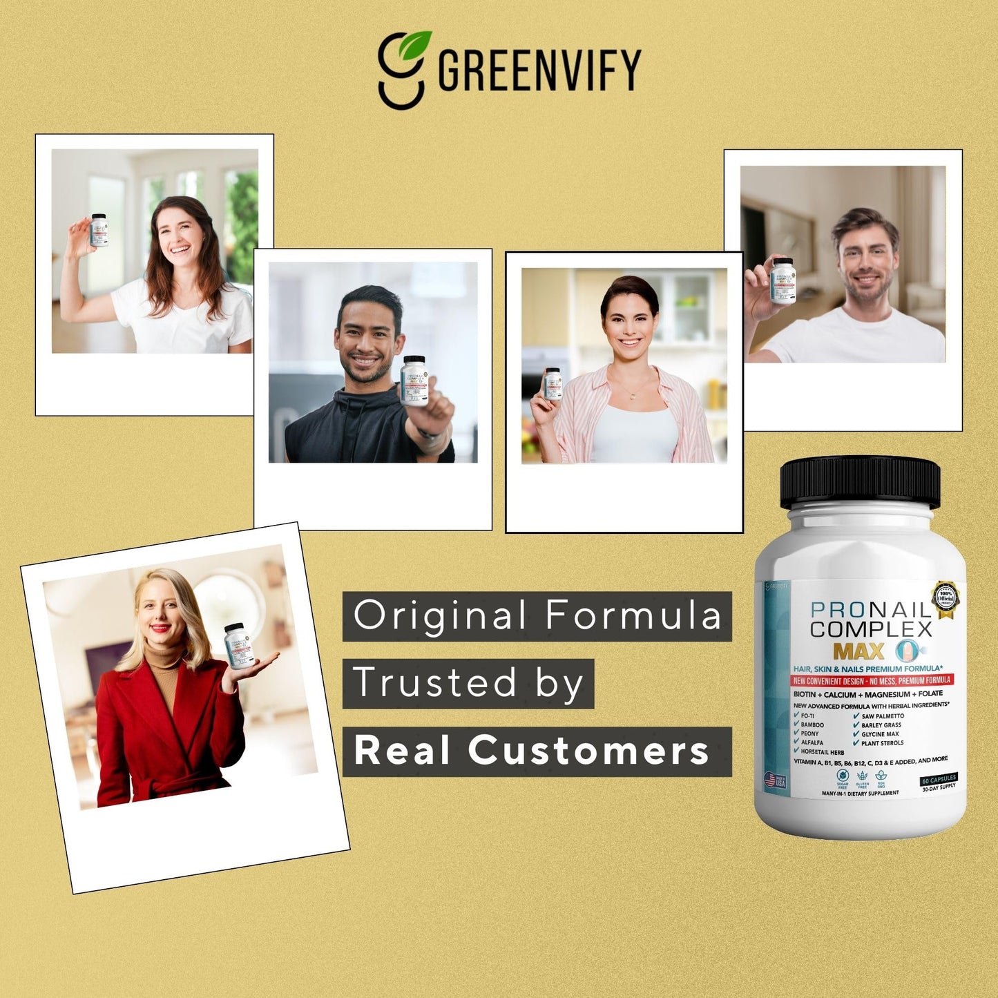 GREENVIFY ProNail Complex Max Hair, Skin & Nails Premium Supplement with Biotin & Herbal Blend 120 Capsules