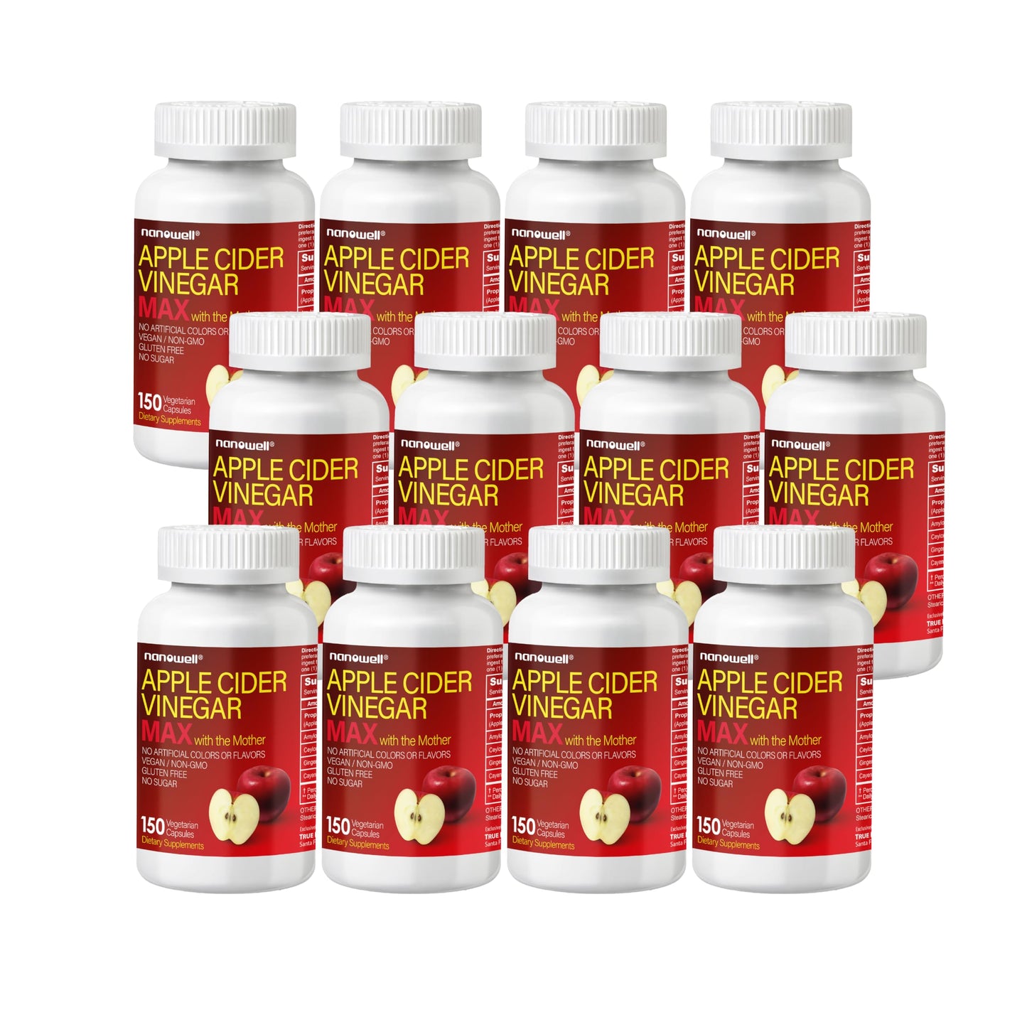NANOWELL Apple Cider Vinegar Max with The Mother Detox & Wellness Supplement Capsule, 150 Count