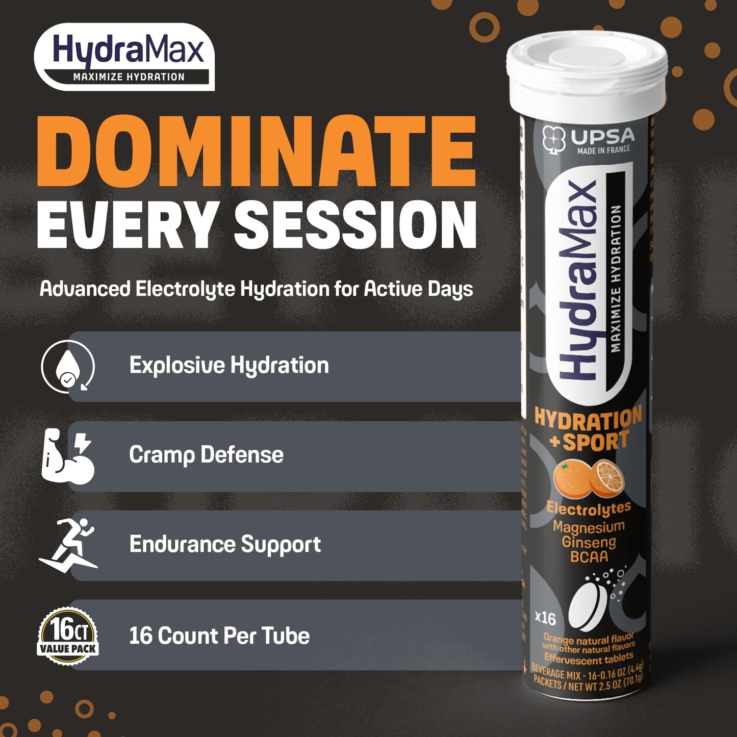 Upsa HydraMax Sport Electrolytes Hydration Tablets, 16 Count