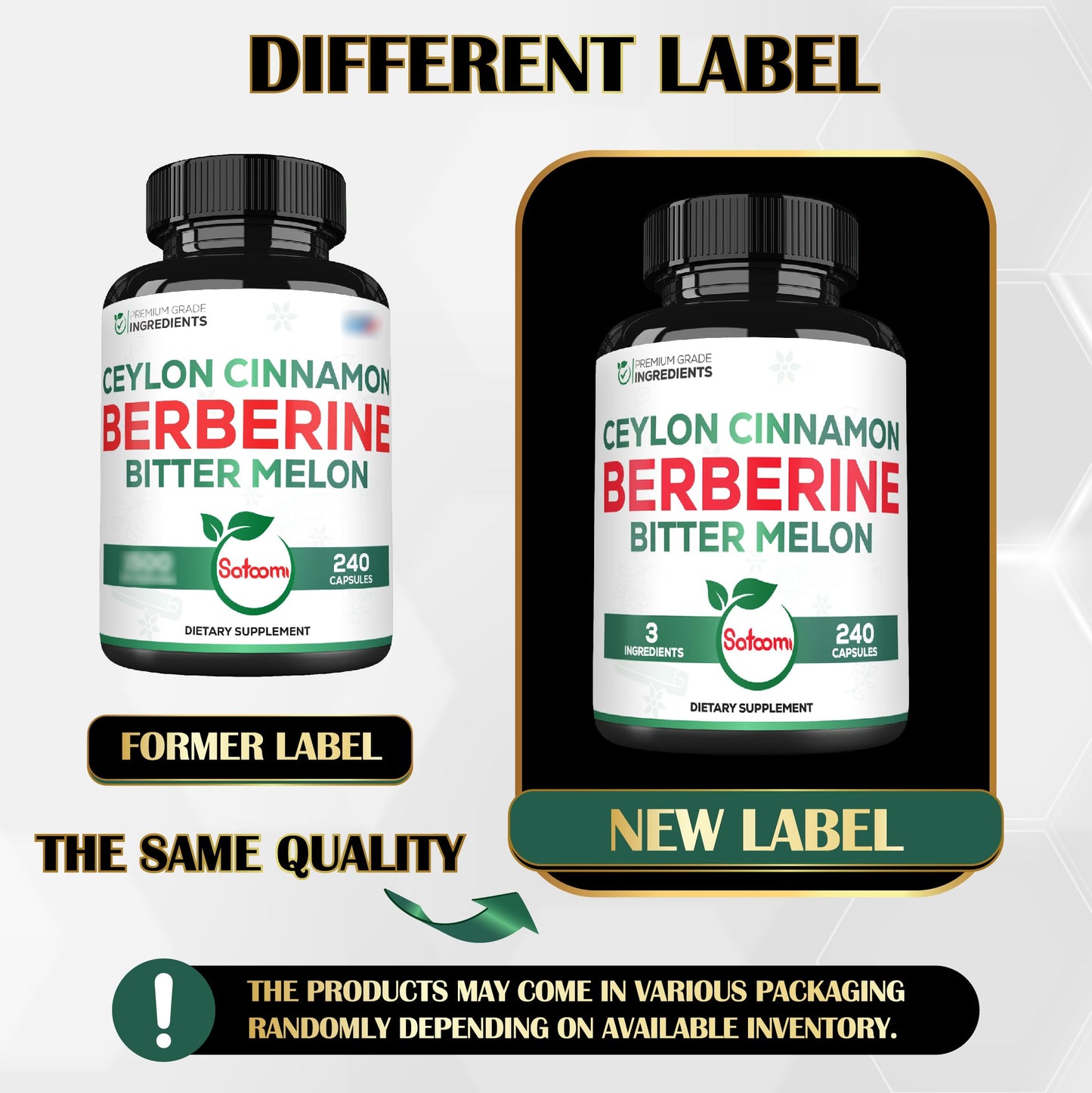Satoomi Berberine 1500mg Supplement with Organic Ceylon Cinnamon Bark & Bitter Melon, 240 Capsules