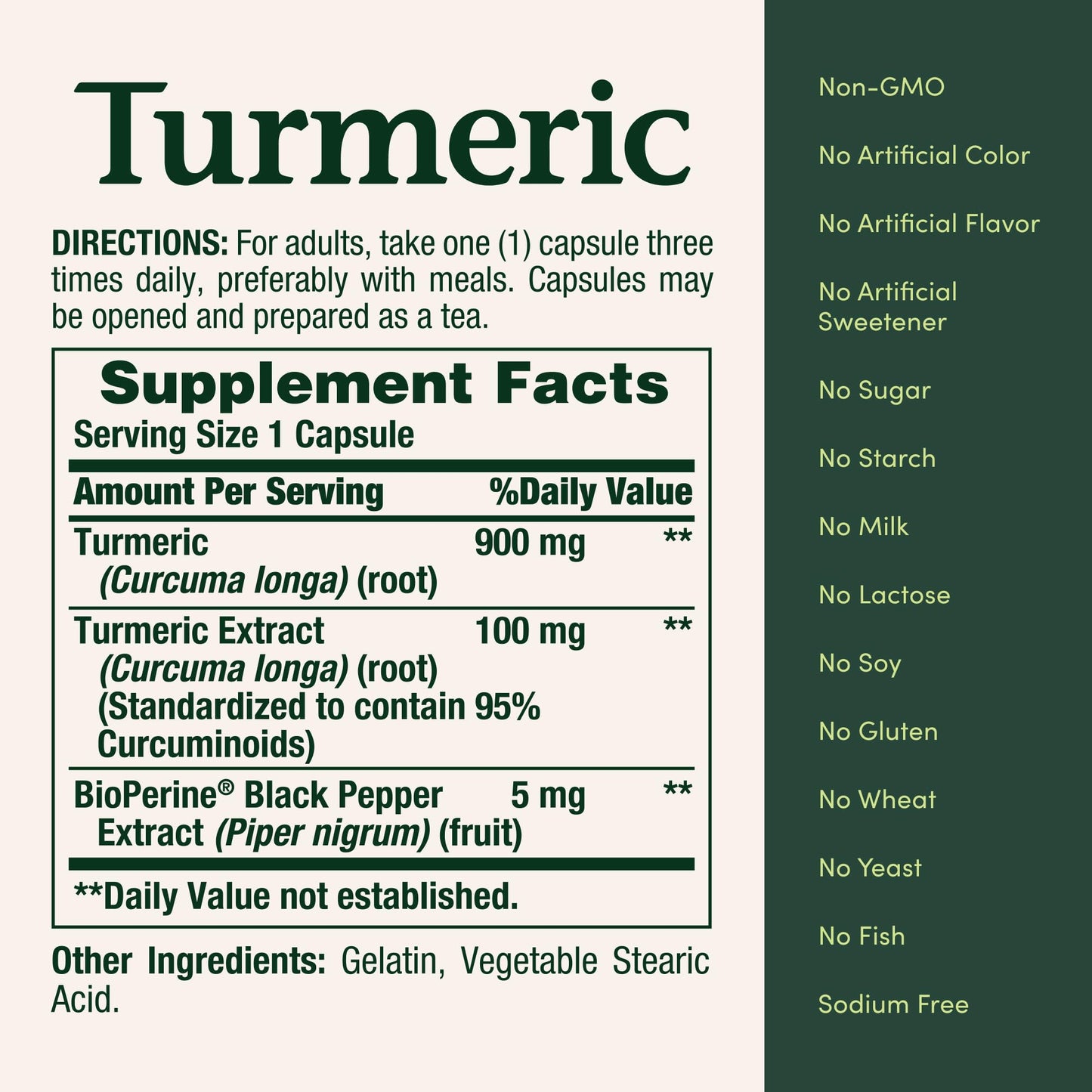 Nature's Bounty Turmeric with Black Pepper Extract 1000mg Capsule, 60 Count