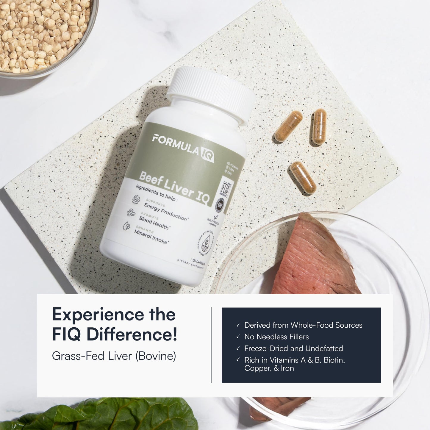 FIQ Beef Liver IQ Capsules 120 Count