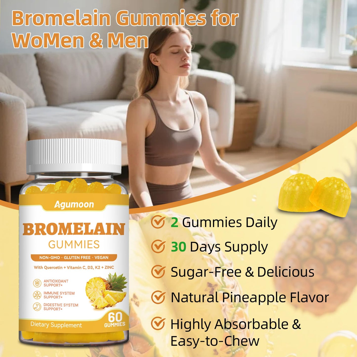Agumoon Bromelain Supplement 120 Gummies