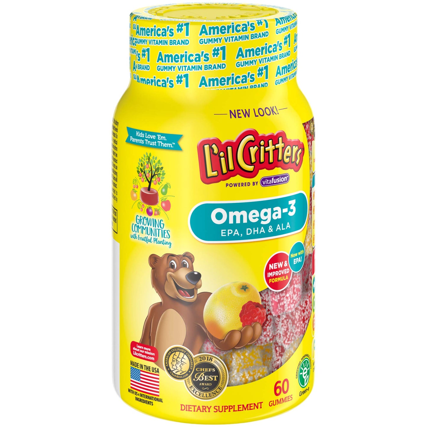 Lil Critters Omega-3 DHA Chewable, 60 Count, Pack of 2