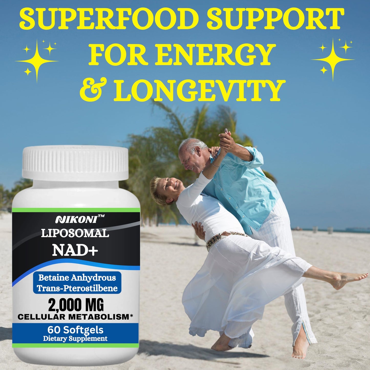 Nikoni Liposomal NAD+ 2000 mg with TMG and Pterostilbene Softgels, 60 Count