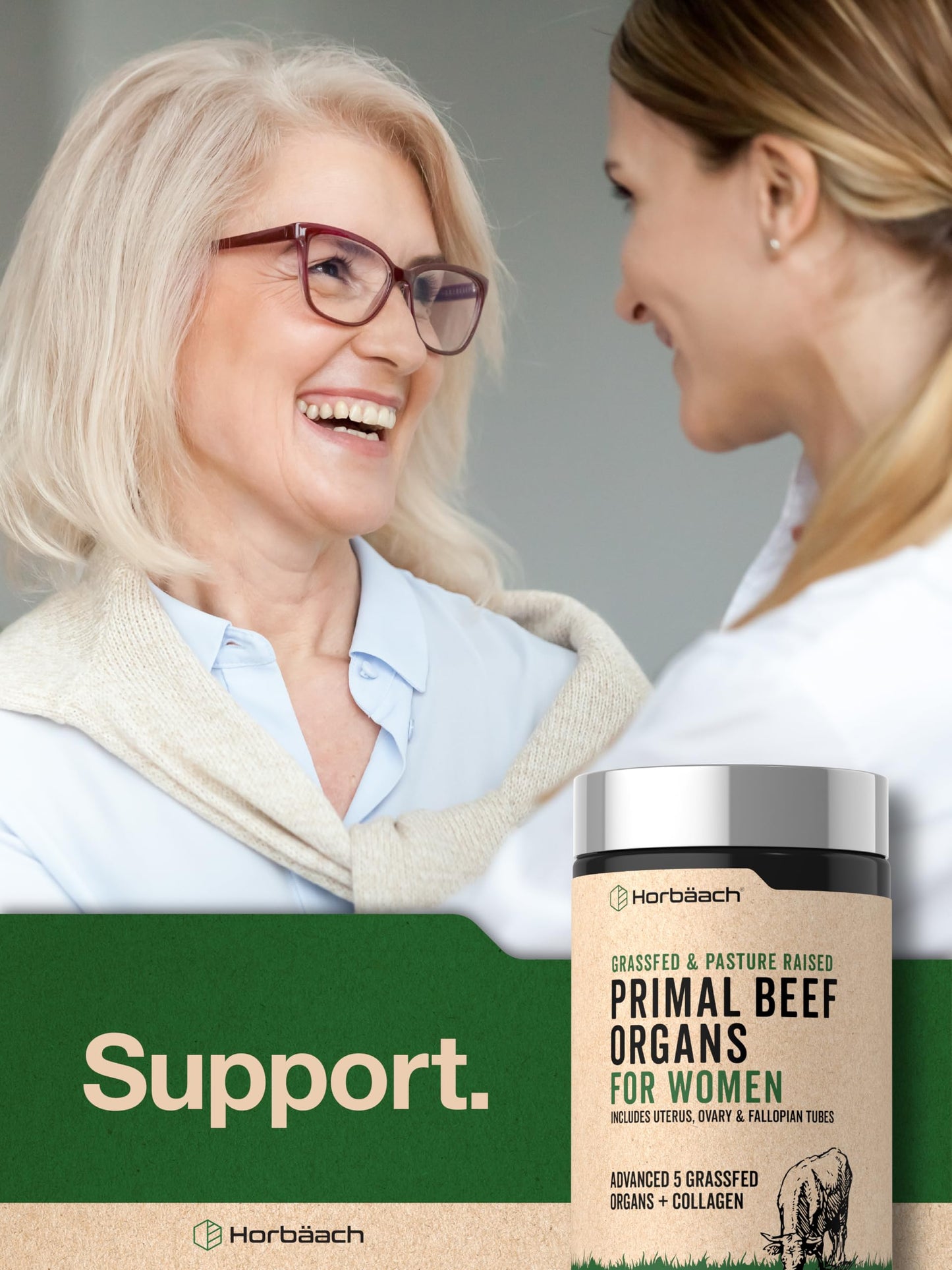 Horbäach Beef Organ Supplement for Women Capsules, 120 Count