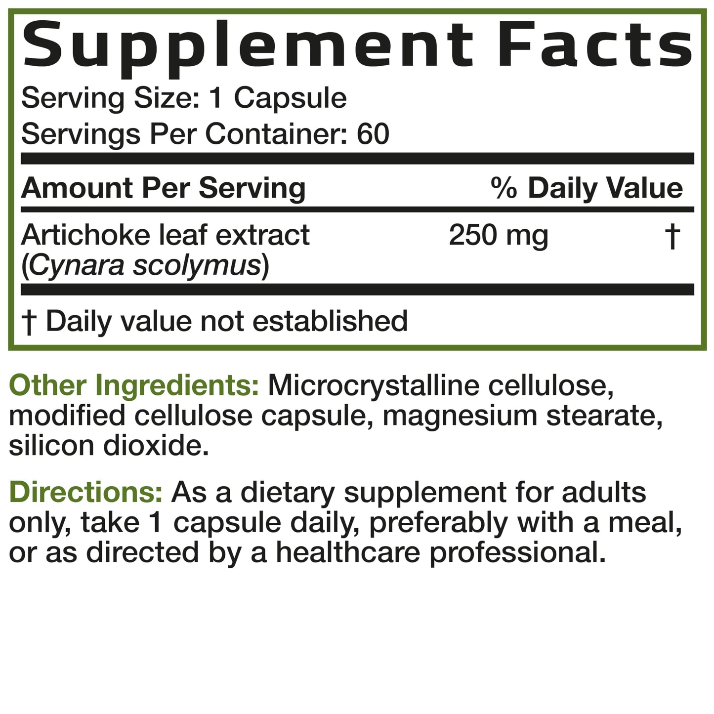 Bronson Artichoke Leaf Extra Strength Vegetarian Capsules 60 Count