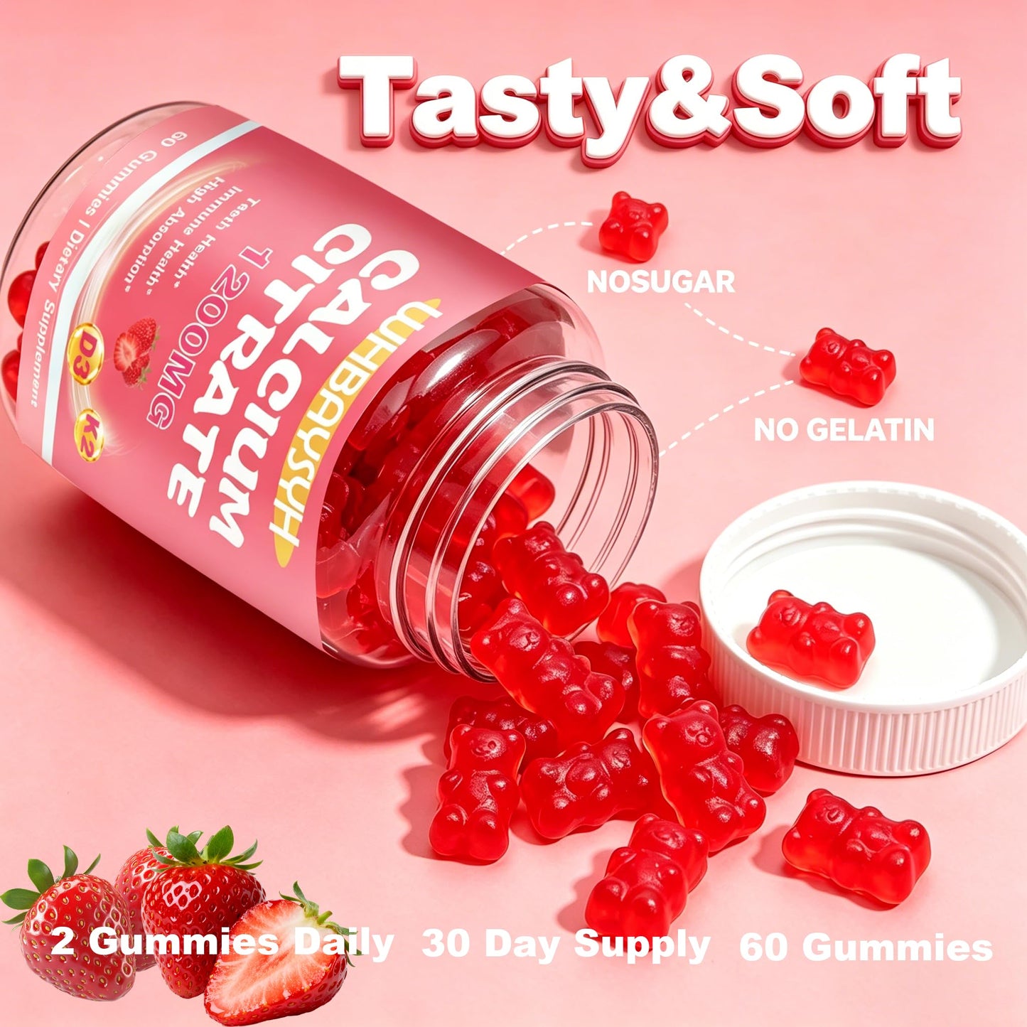 WHBAYSYH Calcium Citrate Gummies Gummy 60 Count