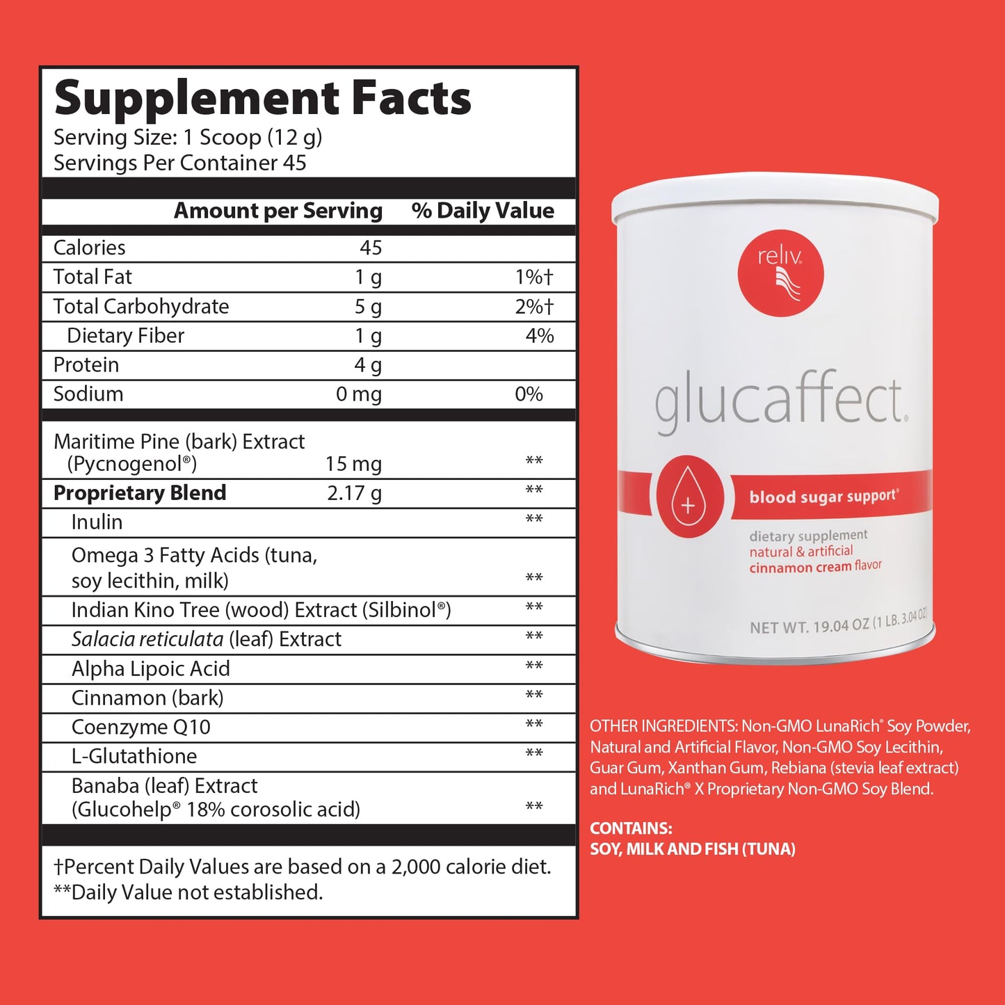 RELIV GlucAffect Support Powder, 19.04 oz