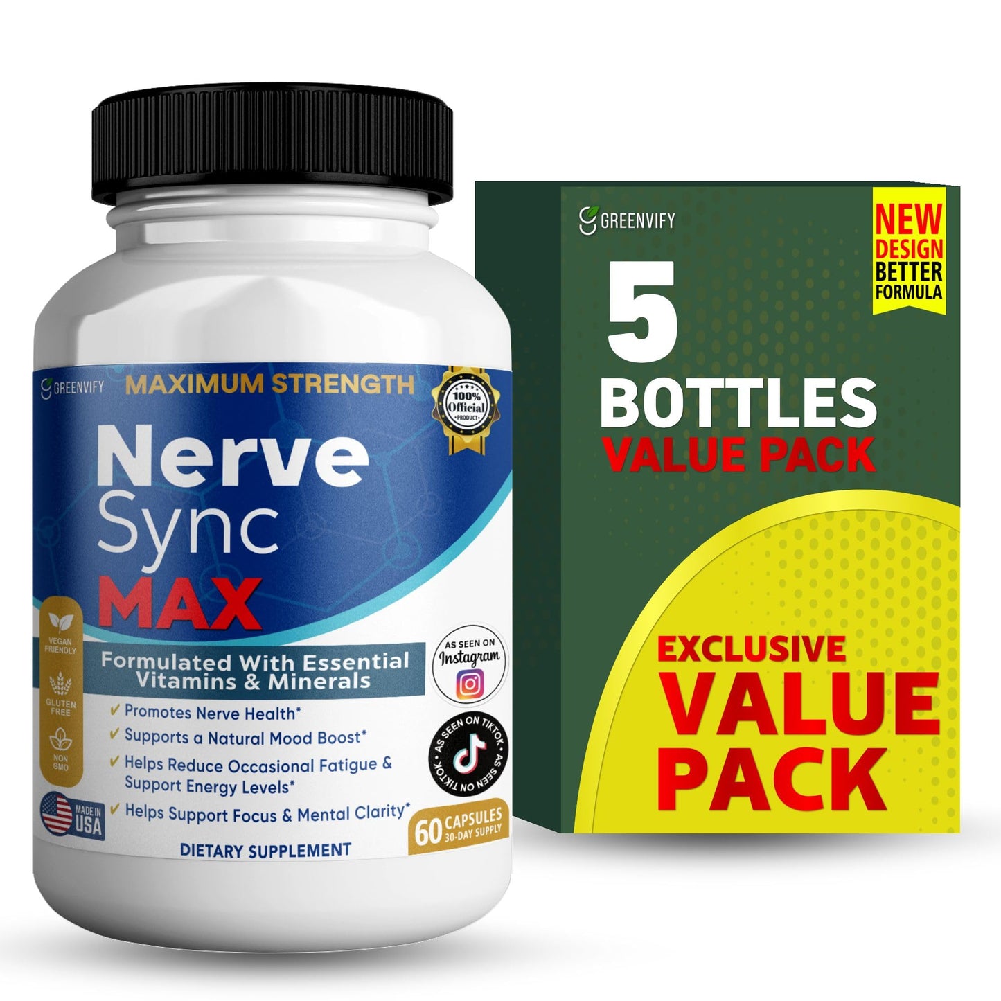 GREENVIFY Nerve Sync MAX Supplement Capsule, 60 Capsules