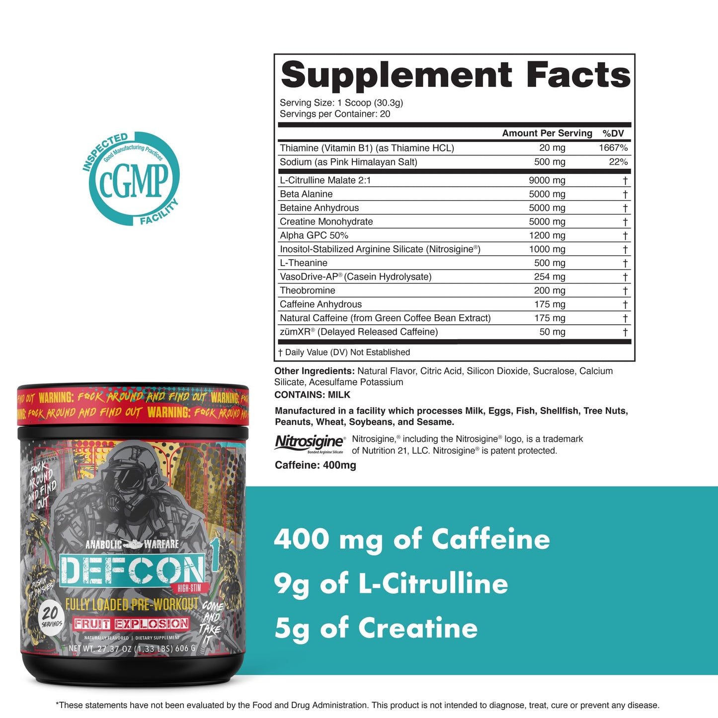 Anabolic Warfare Defcon1 High Stim, High-Intensity Pre-Workout Powder 16