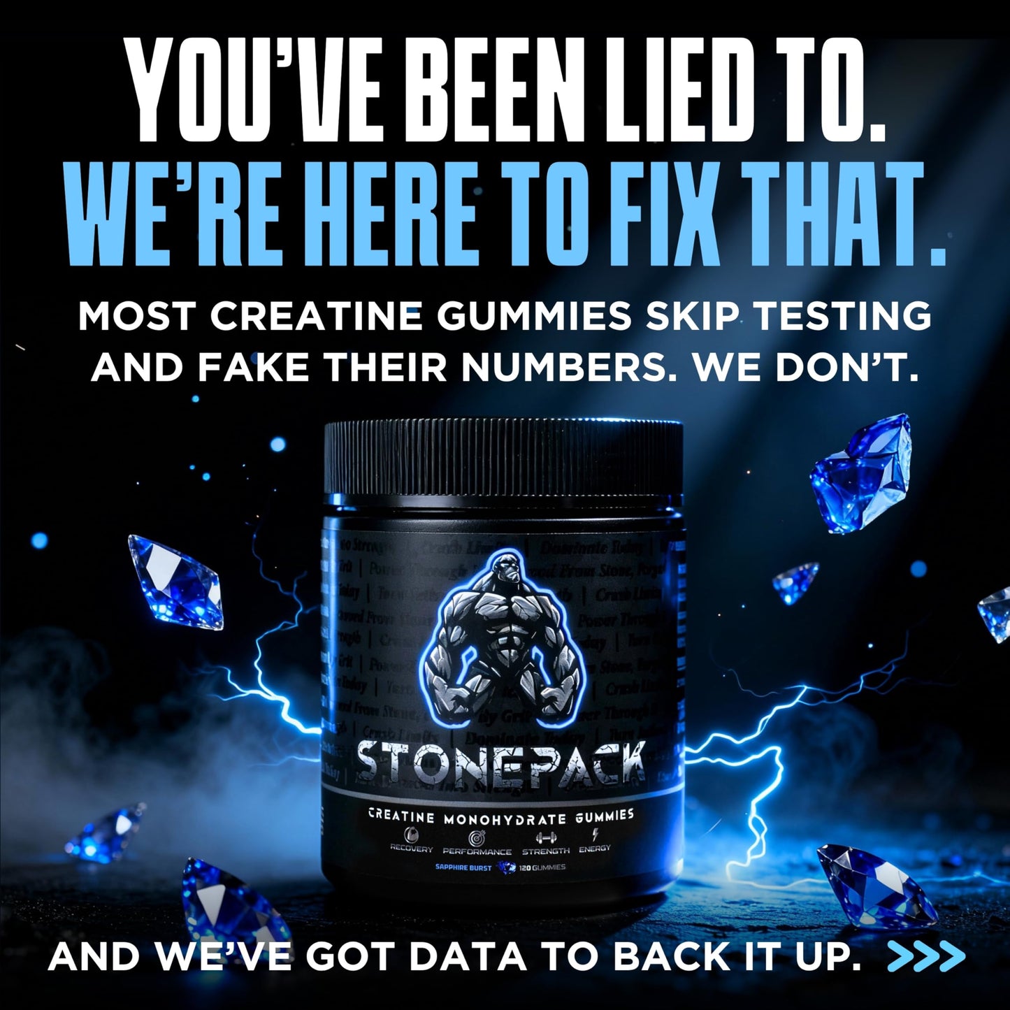 STONEPACK Creatine Gummies Lab Verified 5g Creatine Monohydrate, 120 Count