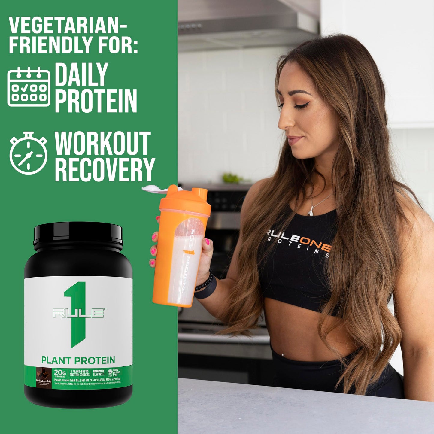 Rule 1 Proteins Plant Protein Powder, Vanilla Crème, 24 Servings