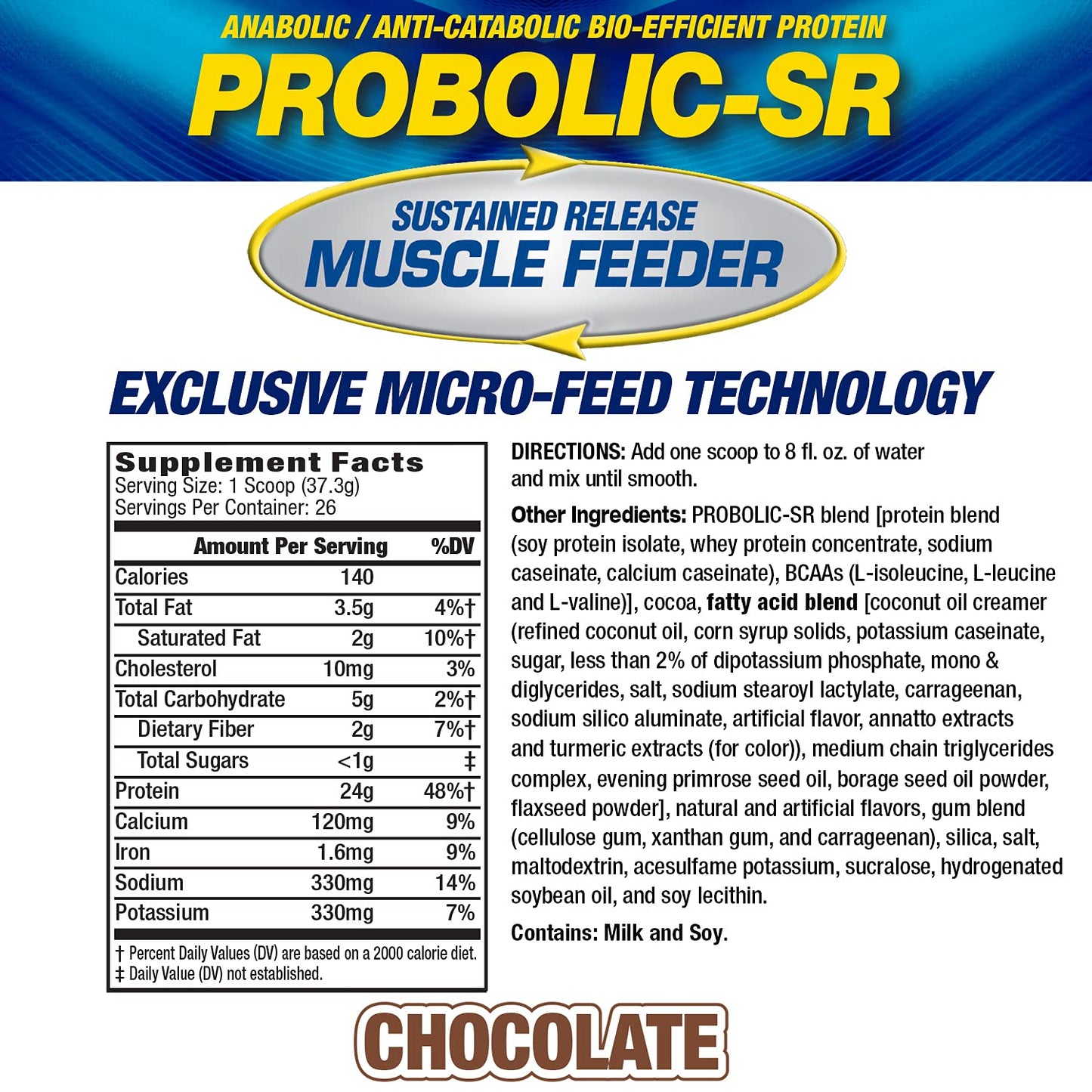 Maximum Human Performance Probolic-SR Sustained Release Protein Powder, Chocolate, 34.24 oz