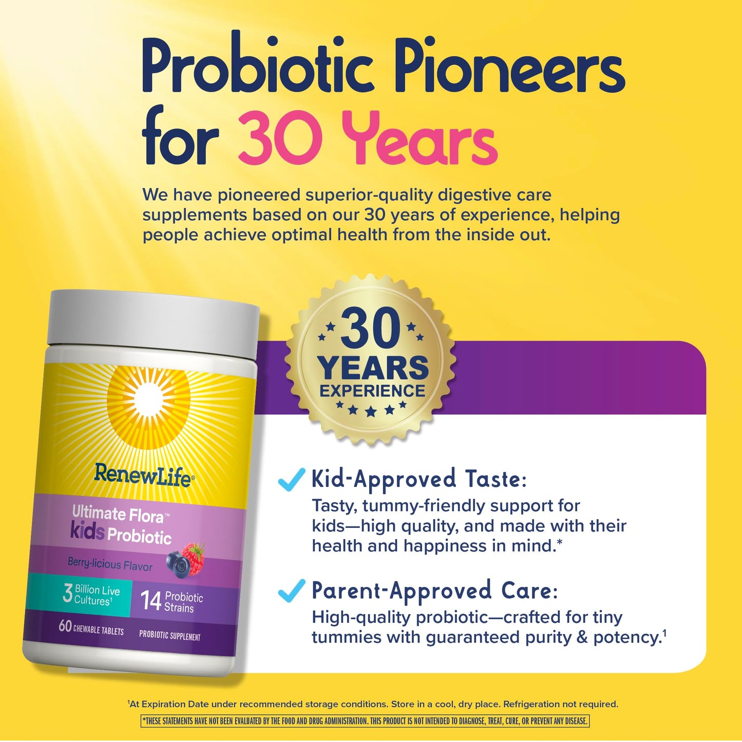 Renew Life Ultimate Flora Kids Probiotic Chewables Tablets, 60 Count
