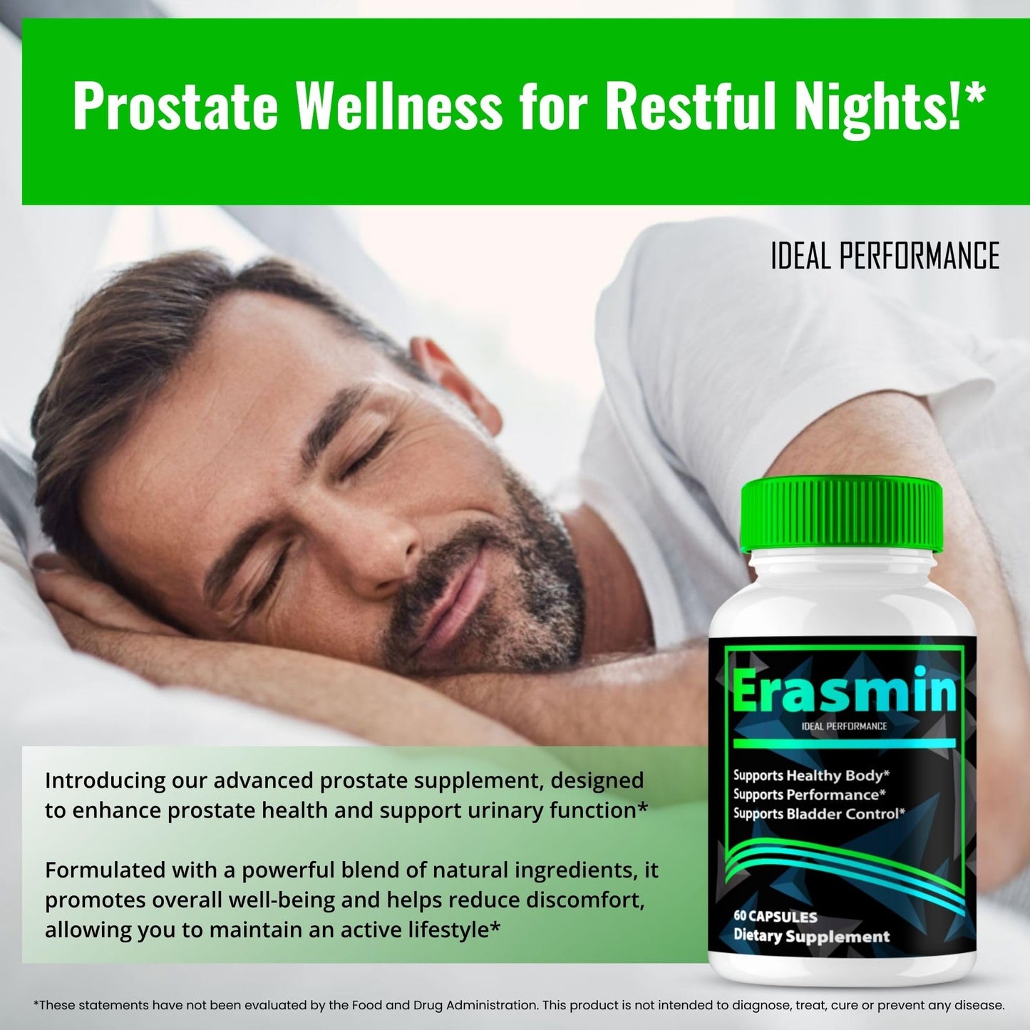 IDEAL PERFORMANCE Erasmin Prostate Health Capsules, 120 Capsules