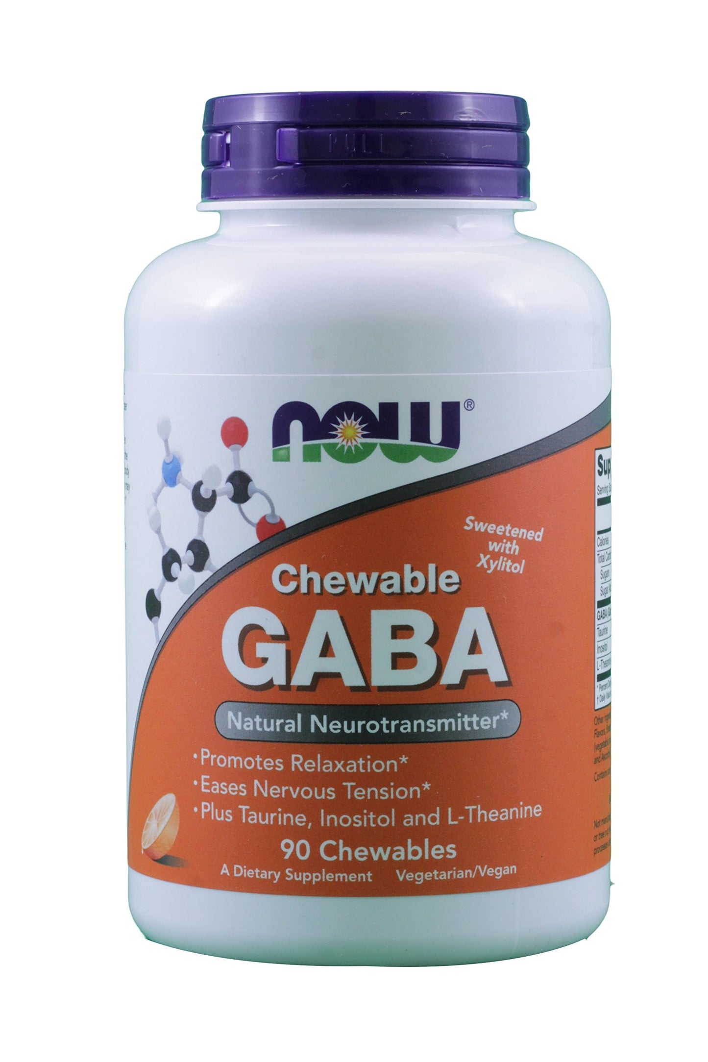 NOW Foods GABA 250mg Orange Flavor Chewable Tablets, 90 Count