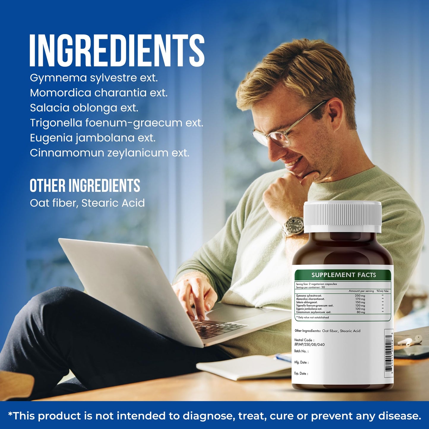 Herbal Destination GlucoSuprs Hrx, Gymnema, Bitter Melon, Fenugreek, 60 Capsules