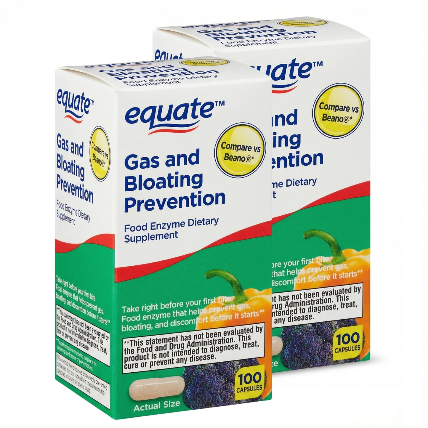 Generic Gas Relief and Prevention Food Enzyme Capsules, 100 Count