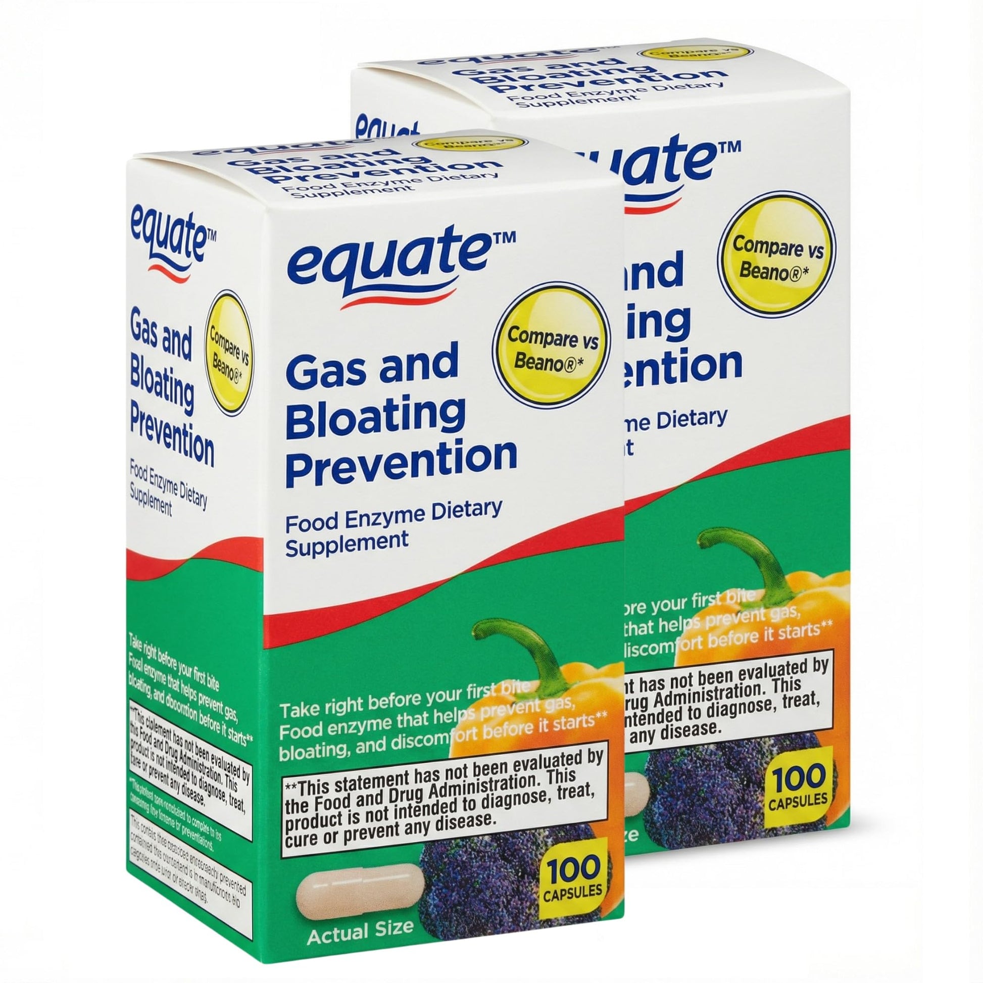 Generic Gas Relief and Prevention Food Enzyme Capsules, 100 Count