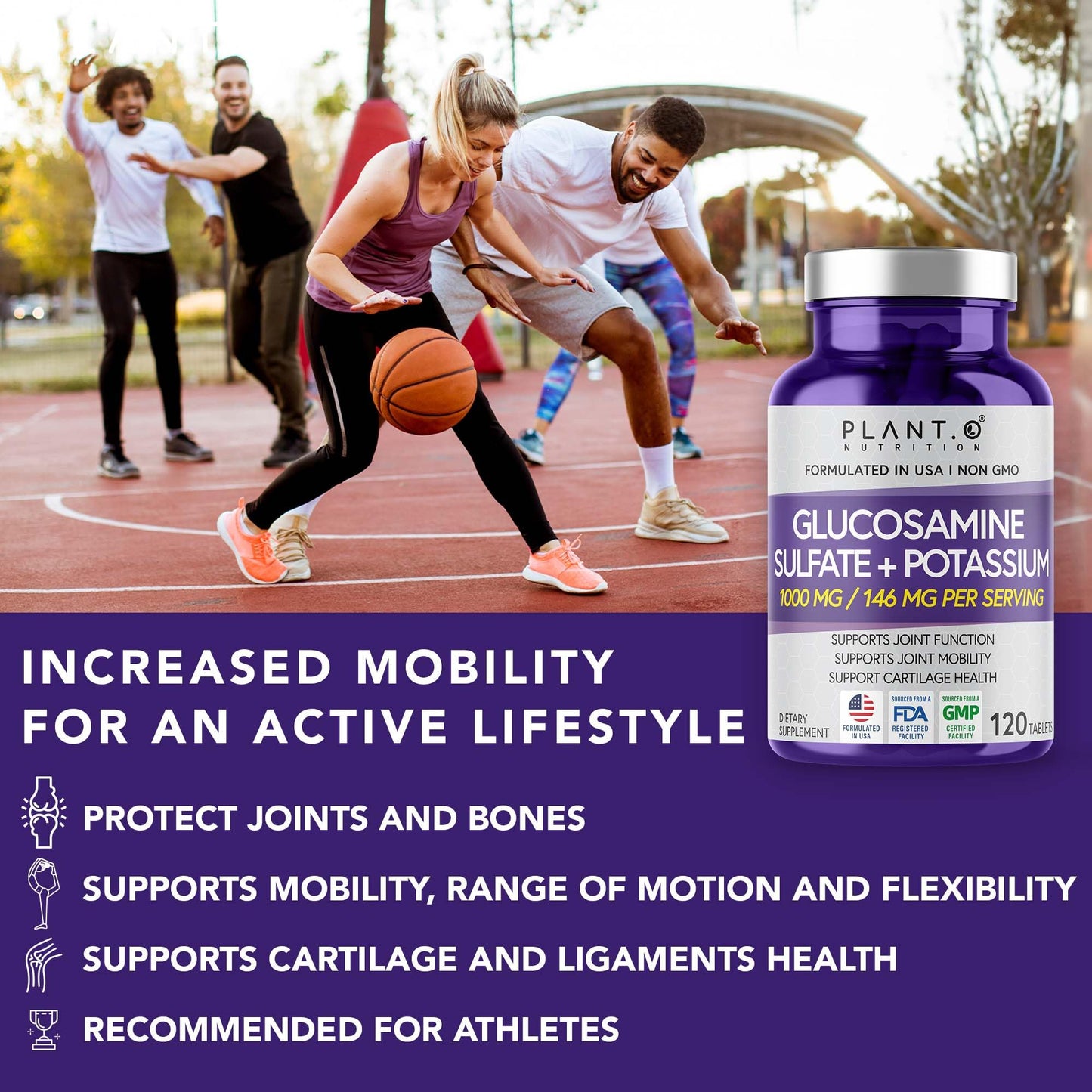 PLANT.O NUTRITION Glucosamine Sulfate with Potassium 120 Tablets