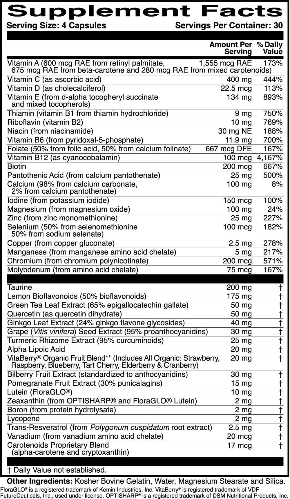 ScienceBased Health OcularProtect – Daily Multivitamin with Advanced Eye Health Support – 40+ Key Nutrients with Lutein, Zeaxanthin, Turmeric & Quercetin – Immune & Antioxidant Support, Capsules, 120