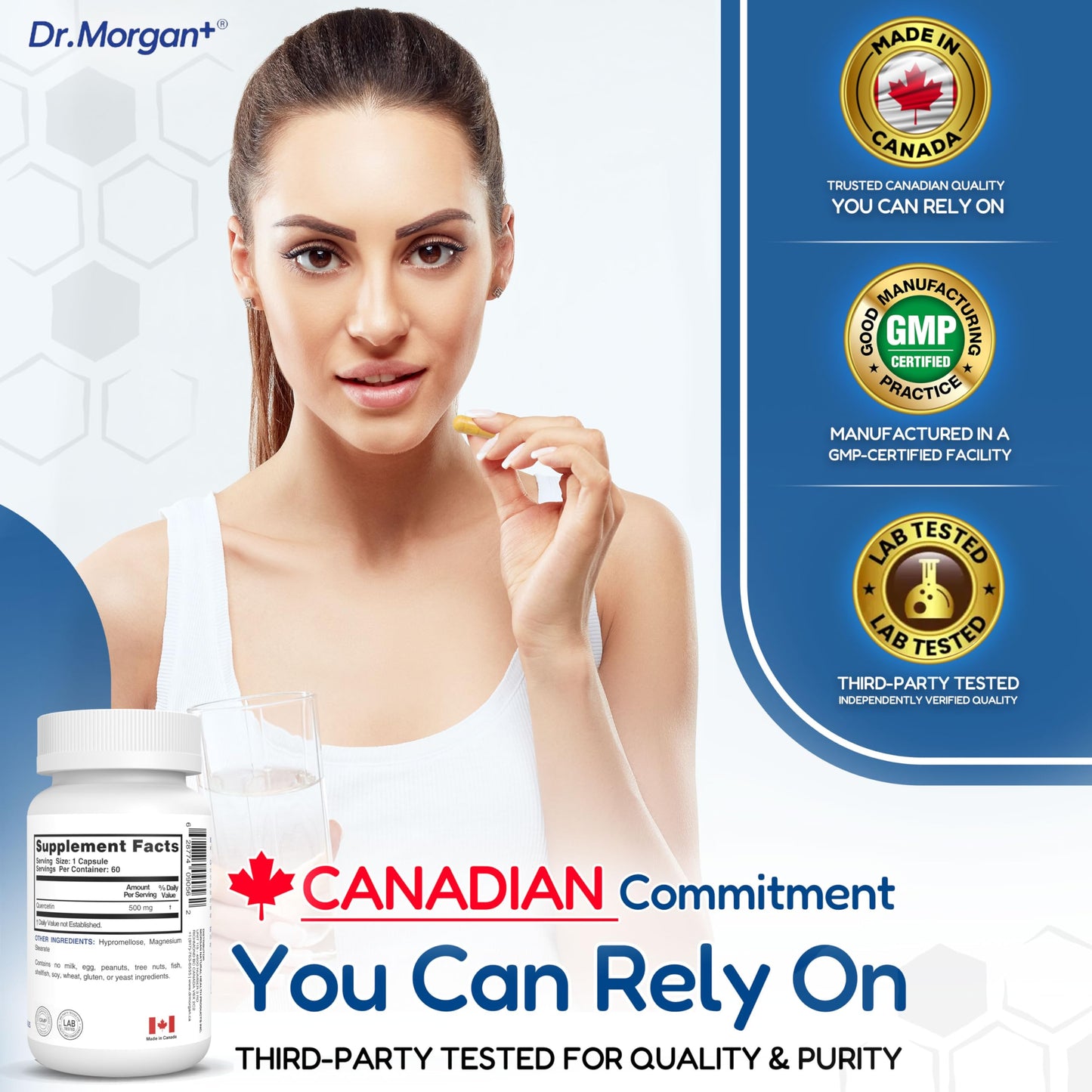 DR.MORGAN Quercetin 500mg Capsules, 60 Count