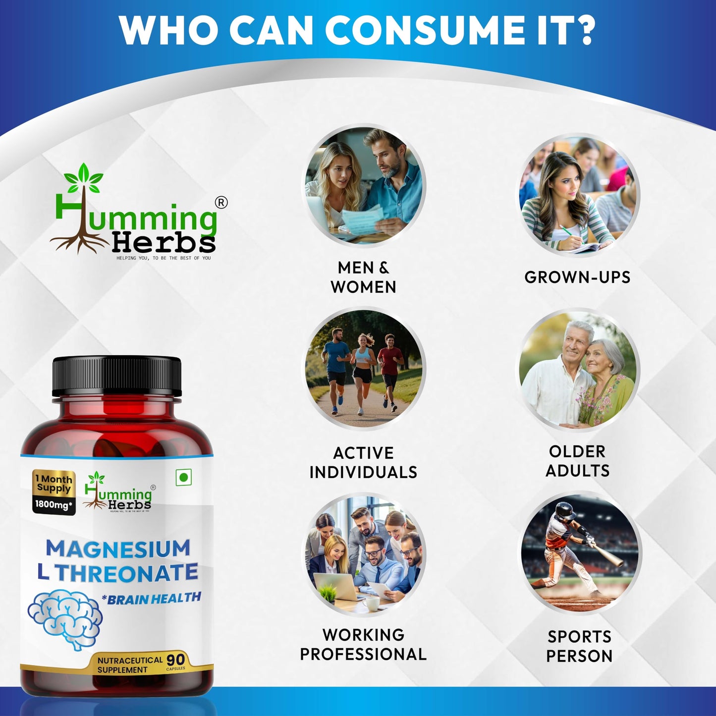 Humming Herbs Magnesium L-Threonate Capsule 90 Count
