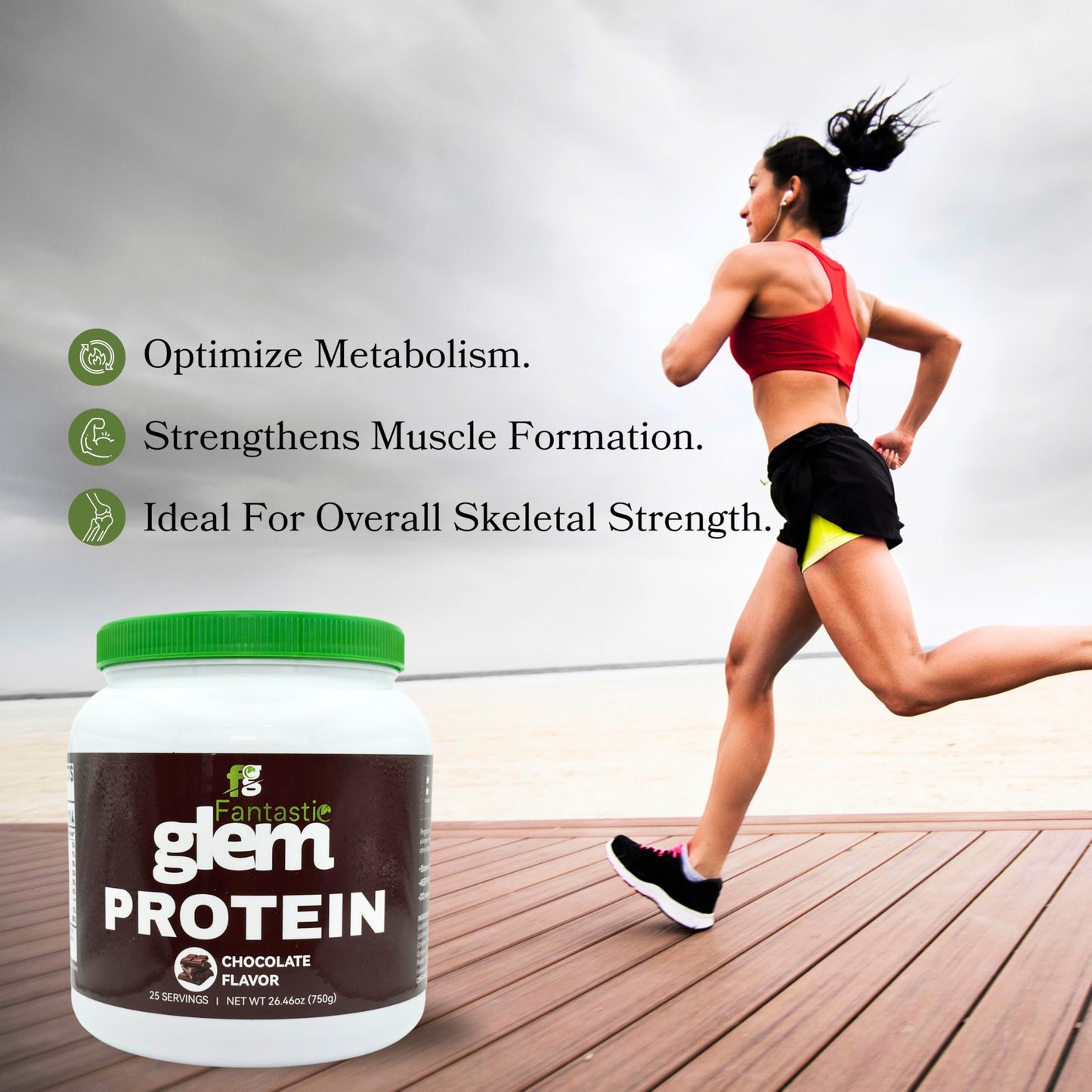 Fantastic Glem Chocolate Protein Powder, 750g, 25 Servings