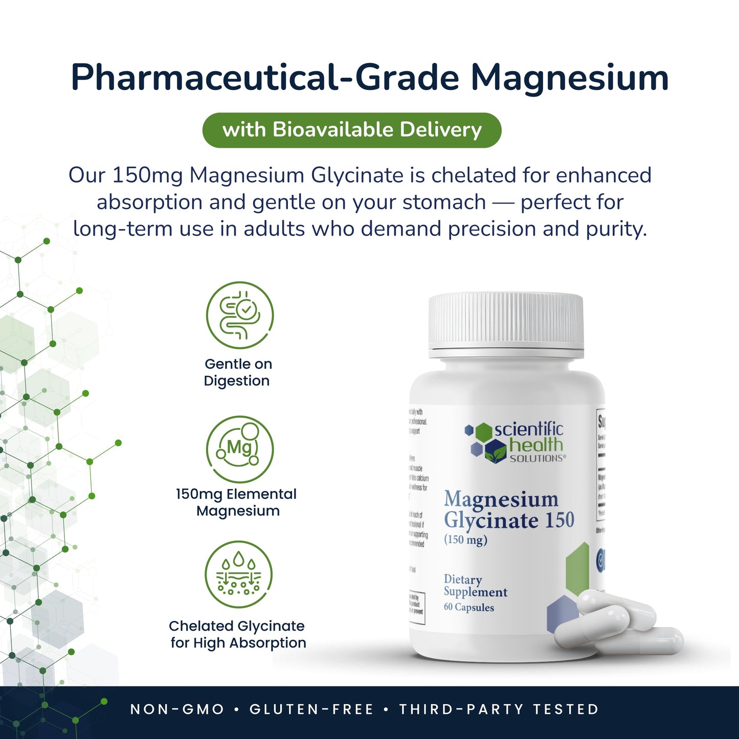 Scientific Health Solutions Magnesium Glycinate 150 mg Capsule, 120 Count