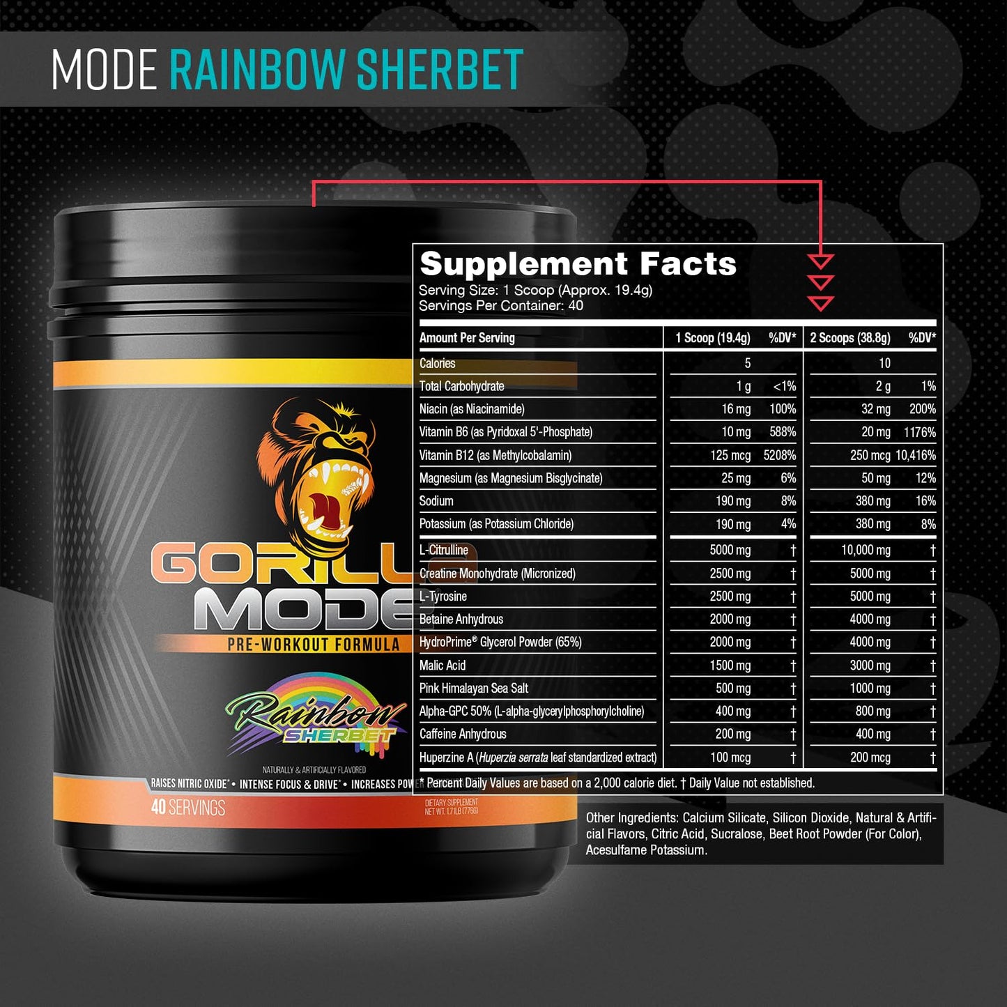 Gorilla Mind Gorilla Mode Pre Workout Powder 28 Servings