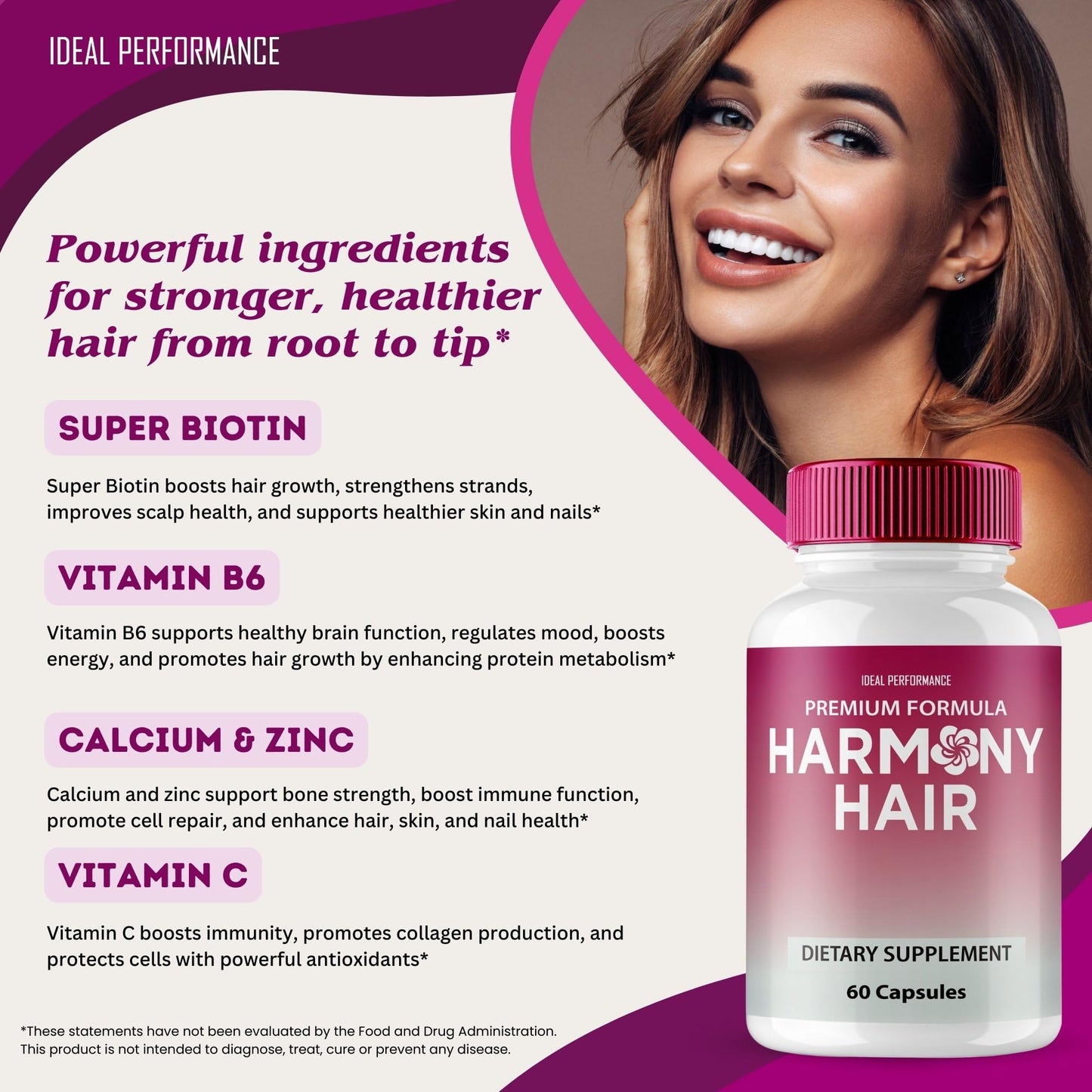 IDEAL PERFORMANCE Harmony Hair Growth Capsules, 60 Capsules