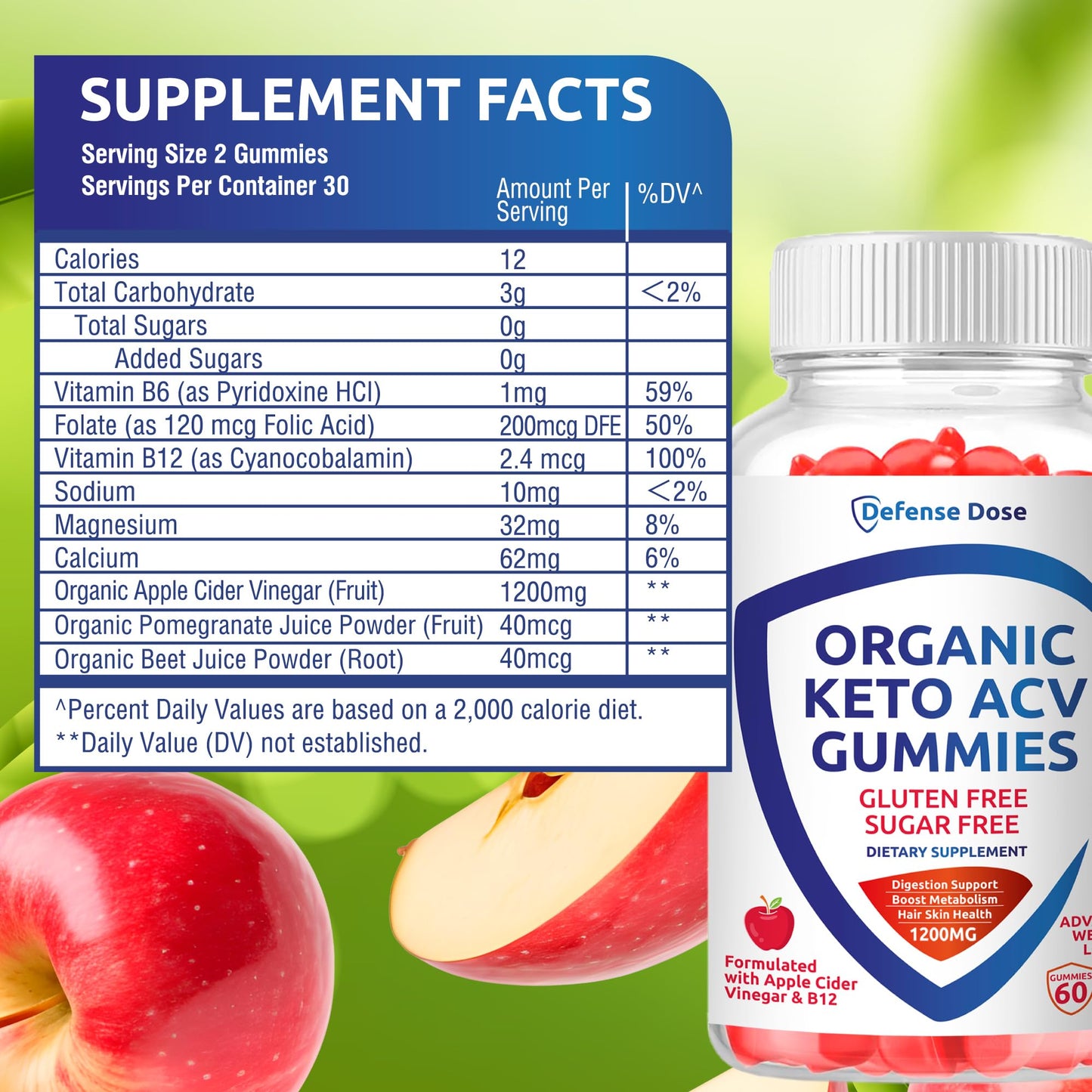 Defense Dose Organic Keto ACV Gummies, 60-Count