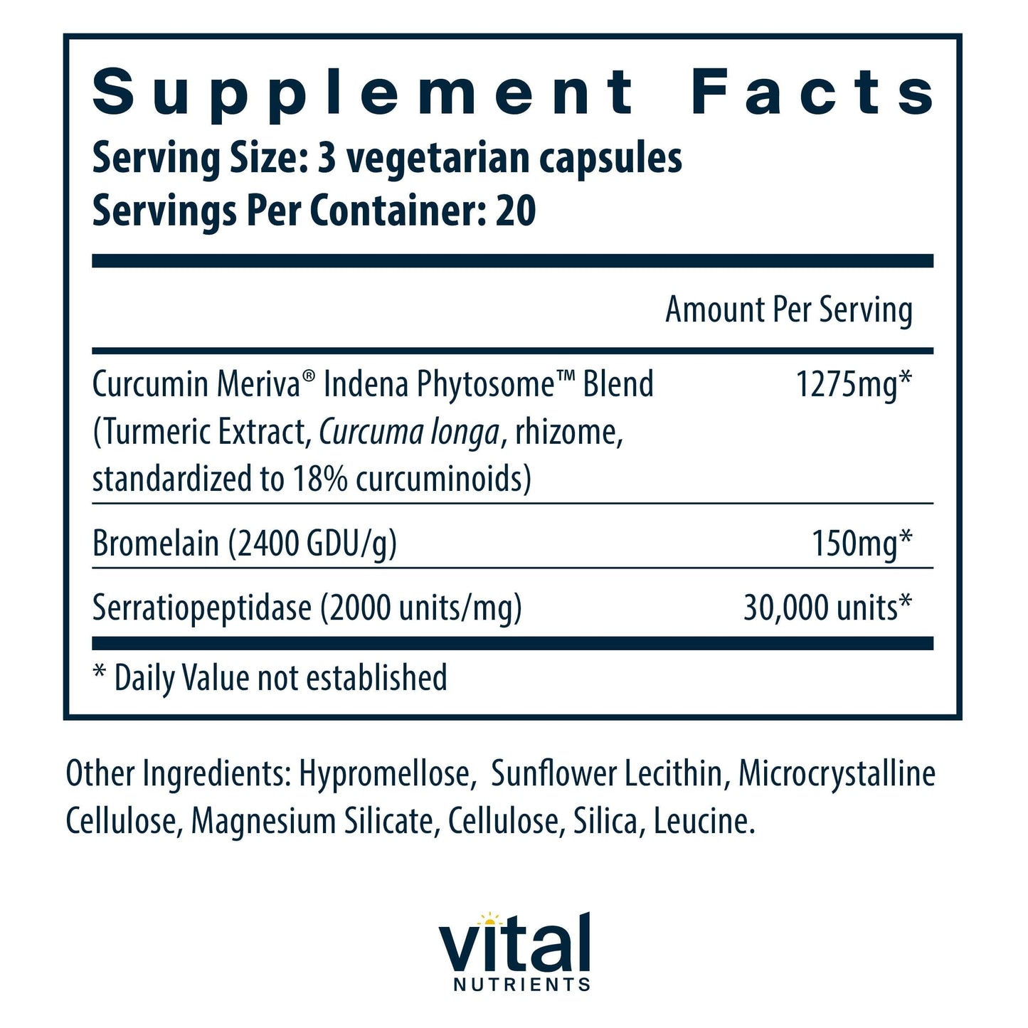 Vital Nutrients Phyto-Curcumin Plus Enzymes - Curcumin Supplements with Phytosome Extract Capsule, 60 Capsules
