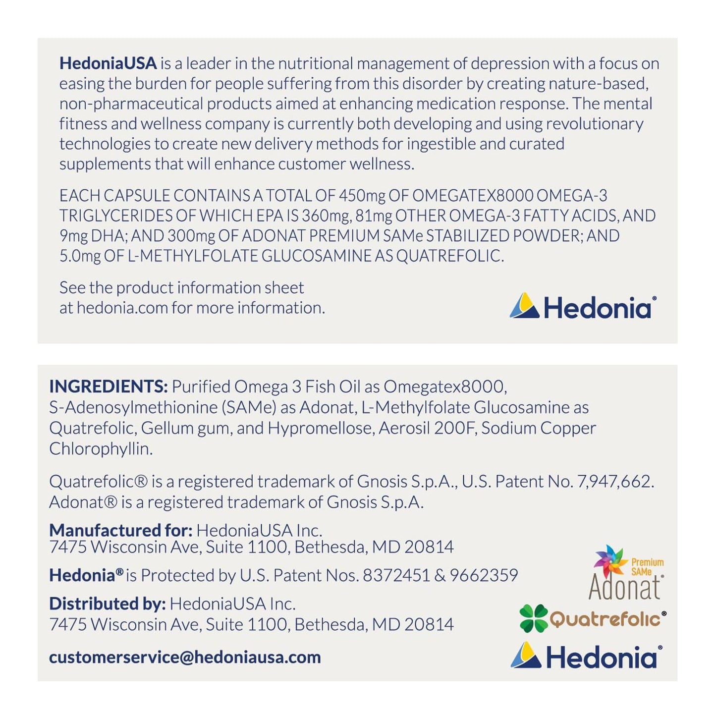 Hedonia 3-in-1 Medical Food for People with Depression Capsules, 120