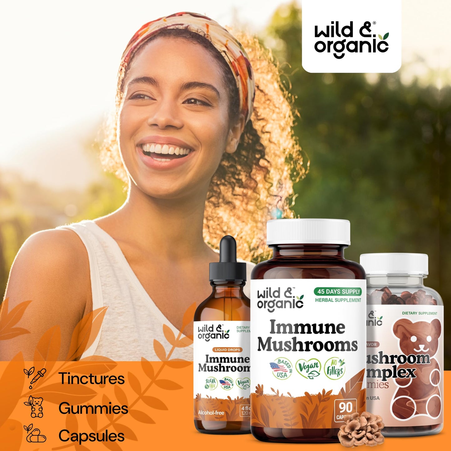 Wild & Organic Immune Mushroom Complex Capsules 90 Count