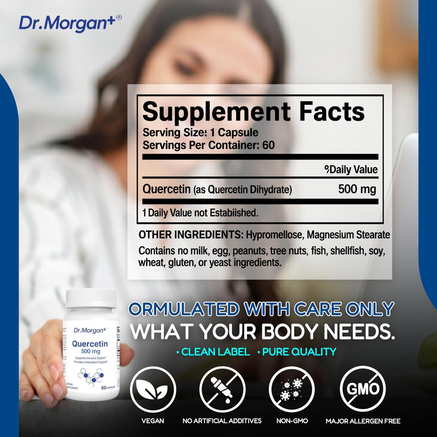 DR.MORGAN Quercetin 500mg Capsule, 60 Count