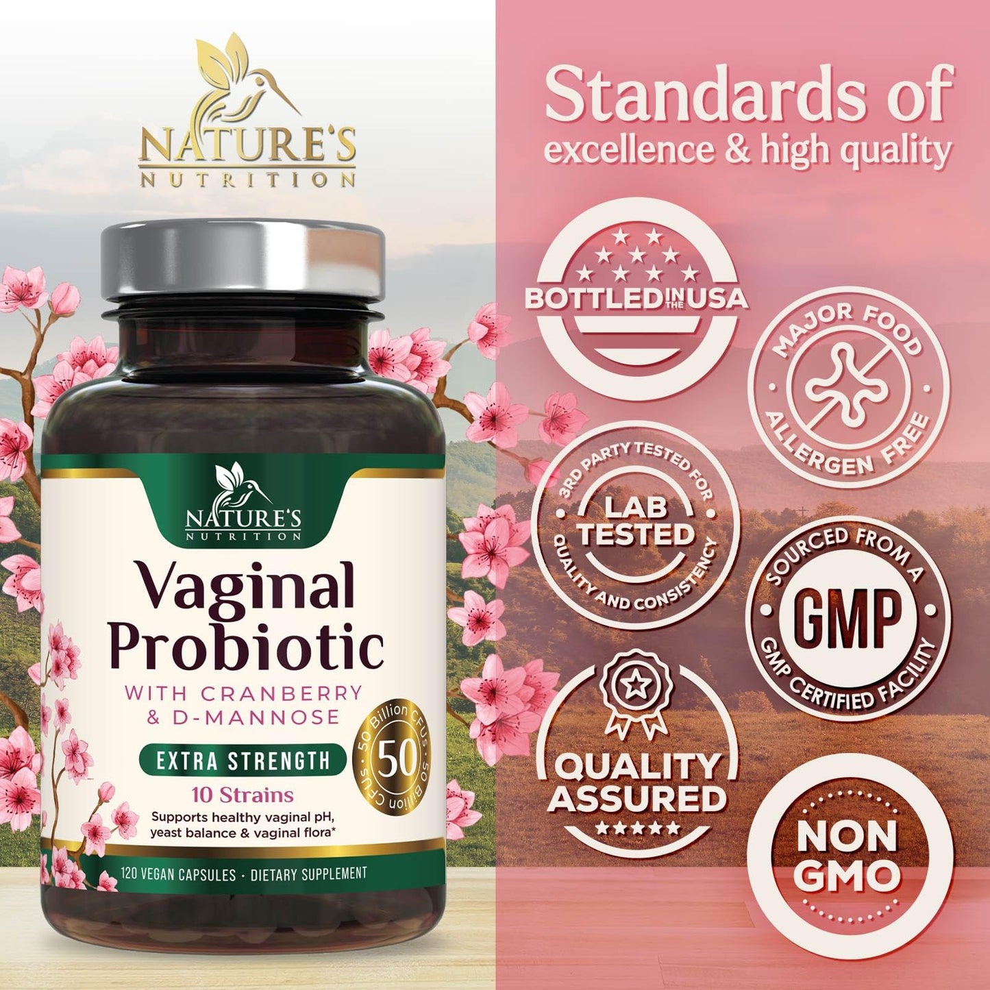 Nature's Nutrition Vaginal Probiotics for Women Gummy 120 Count