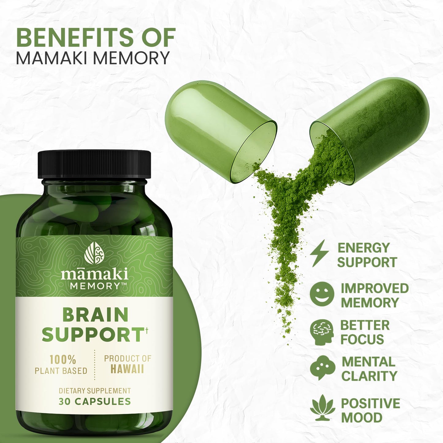 NAKIHALANI FARM Mamaki Memory Brain Support Supplement Capsule 30 Count