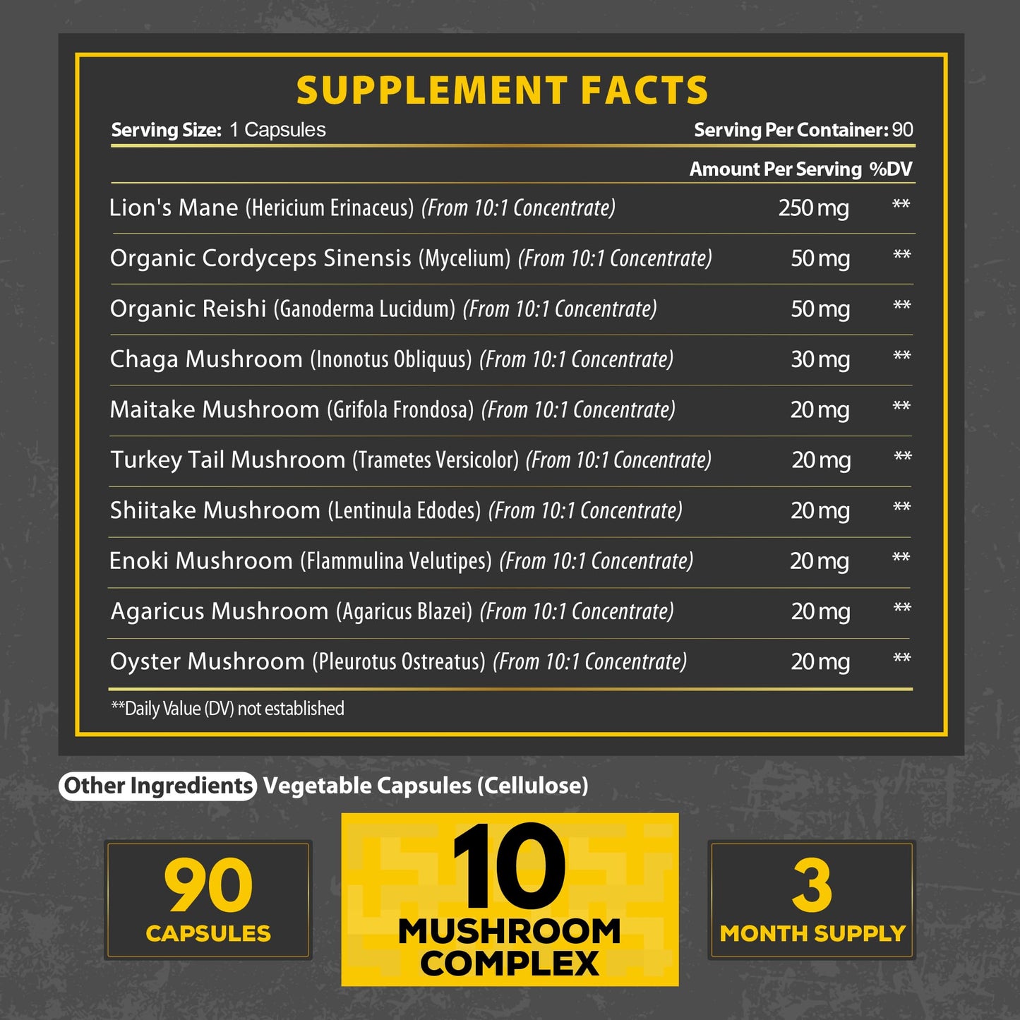 Satoomi 10in1 Mushroom Supplement Complex Capsule 90 Count