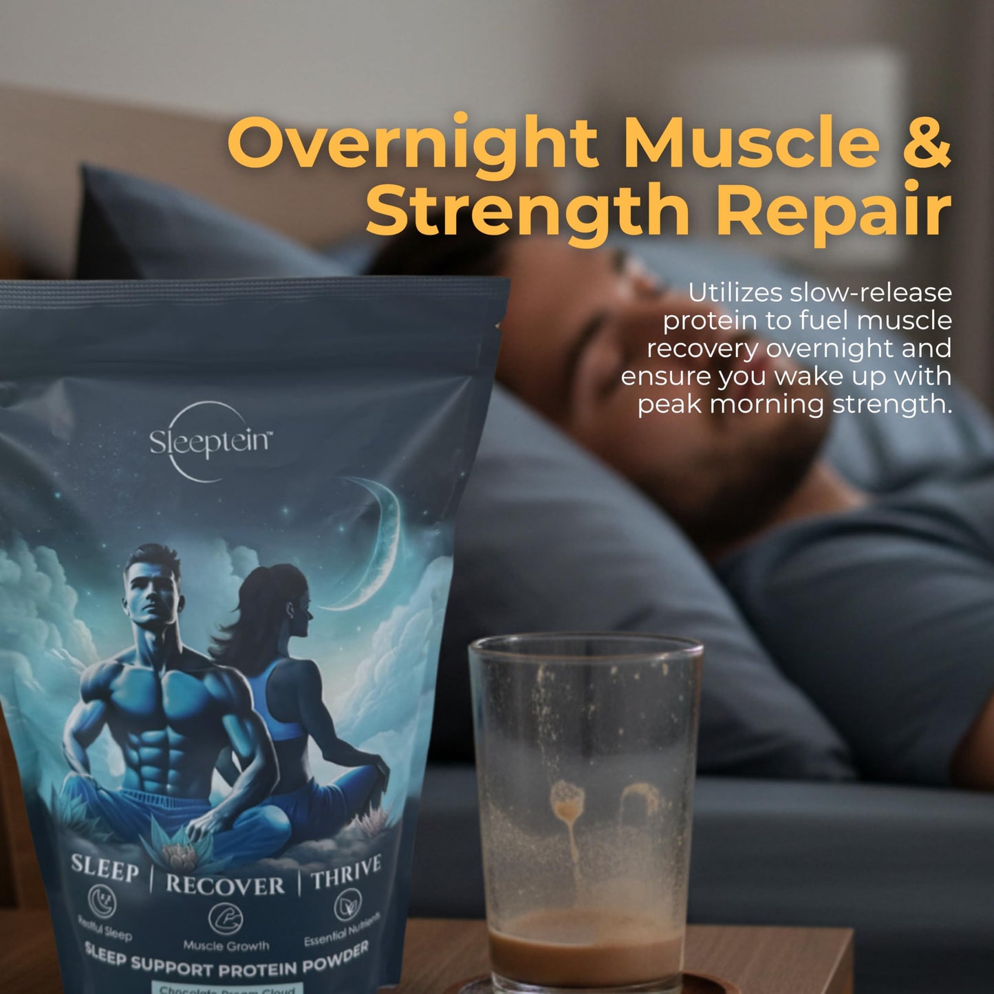 Sleeptein Elite Sleep Protein Powder – Premier Protein with Magnesium Glycinate, Grass Fed Whey & Micellar Casein, GABA, L-Theanine, Valerian Root, Melatonin – Nighttime Sleep Aid Muscle Recovery, 16.32 oz