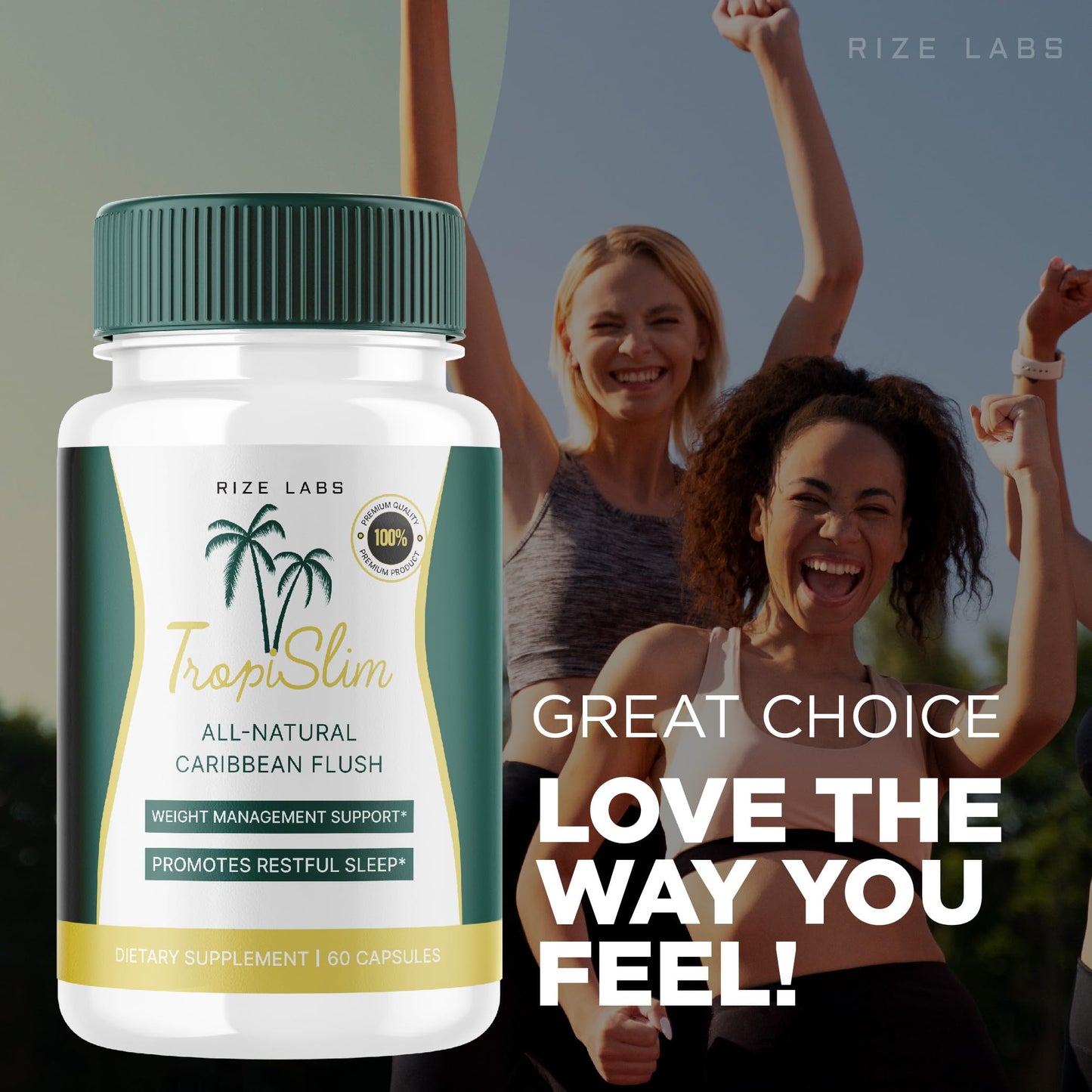 rize labs Tropislim All Natural Caribbean Flush Weight Loss Supplement Capsules, 120 Capsules