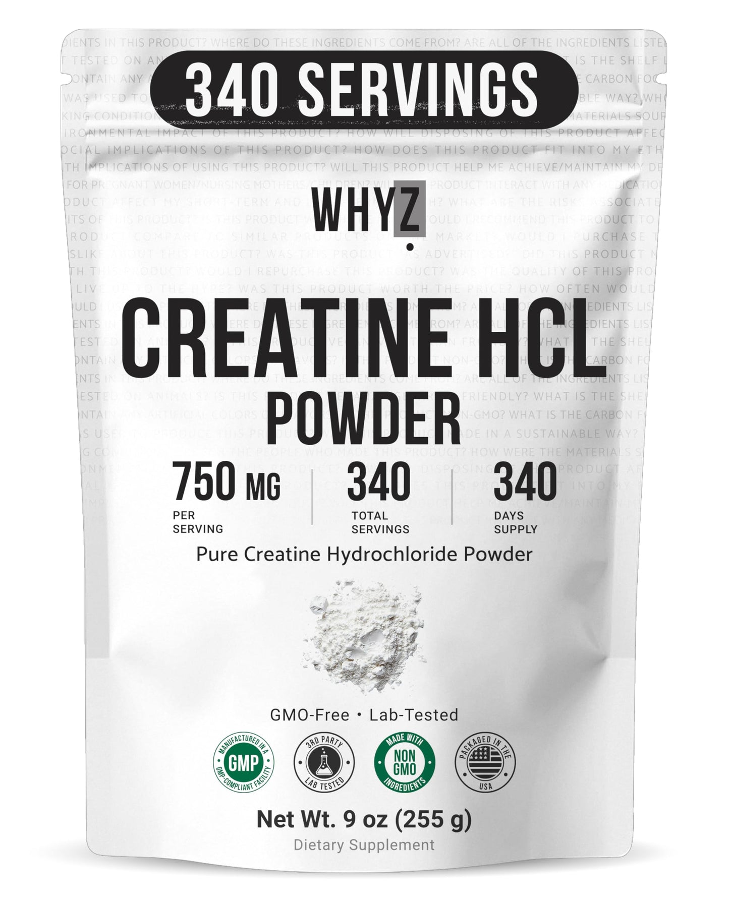 WHYZ Pure Creatine HCL Powder, 9 oz