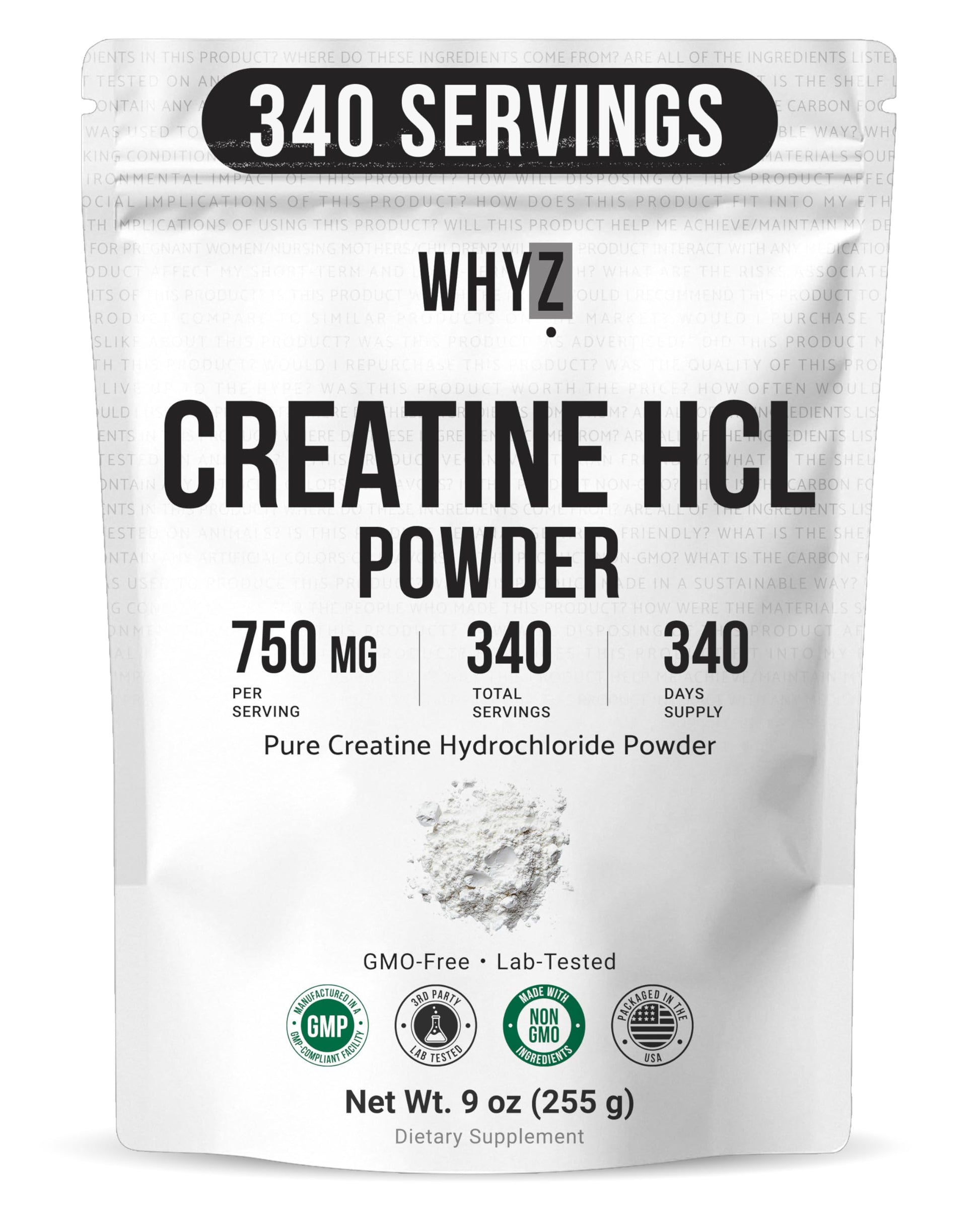 WHYZ Pure Creatine HCL Powder, 9 oz