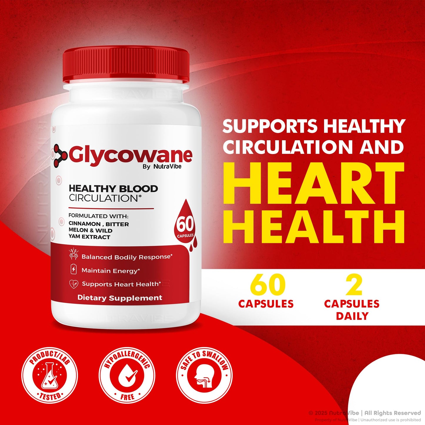 NutraVibe Glycowan Blood Support Capsules, 180