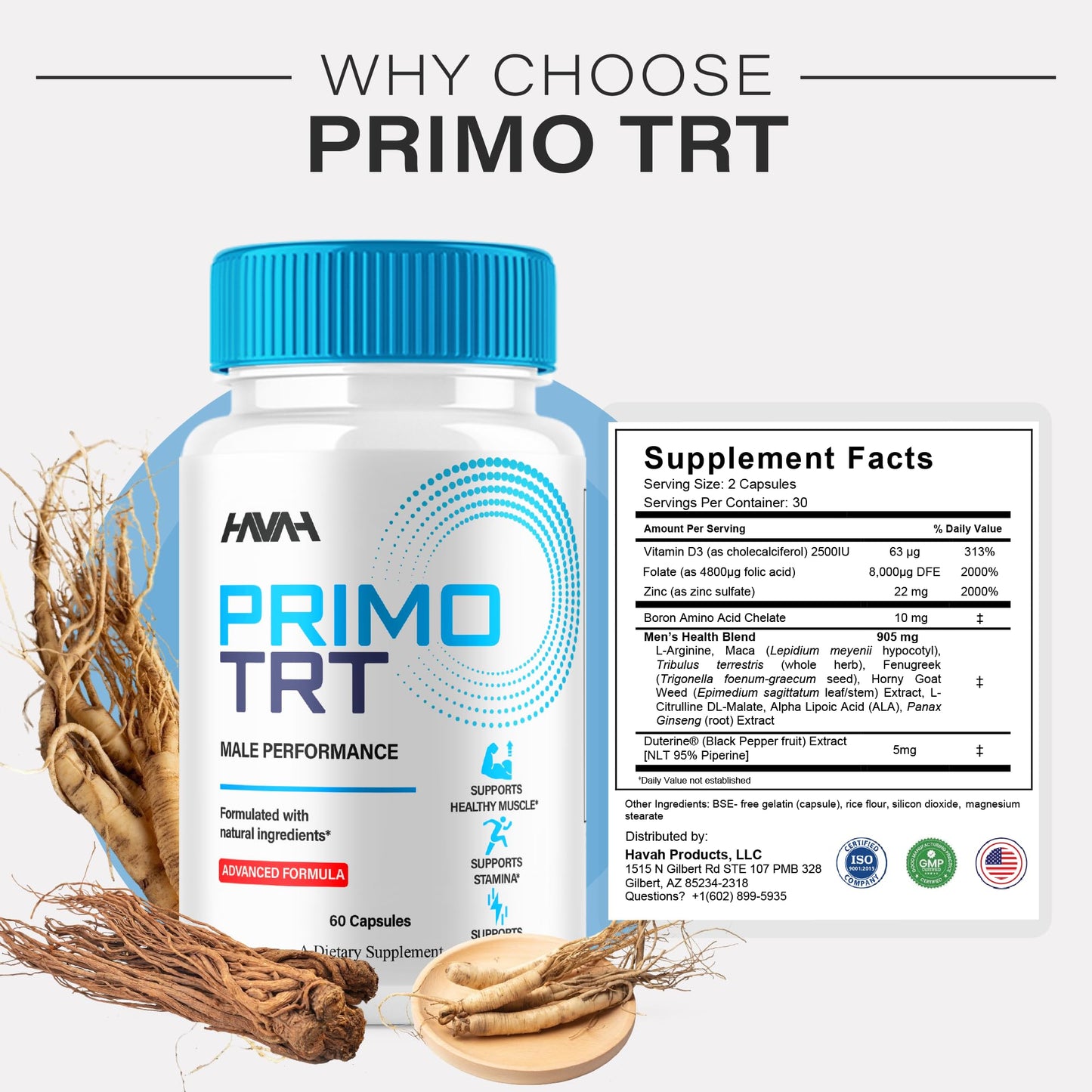 Havah PrimoTRT Maximum Support Capsule, 120 Capsules