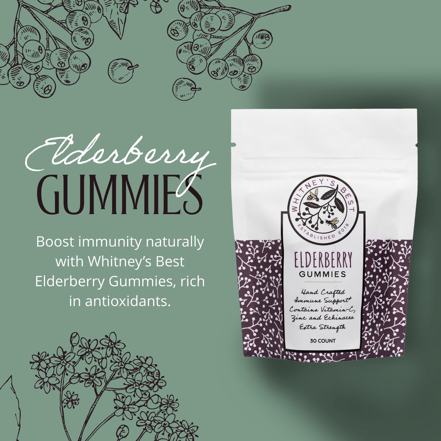 Whitney's Best Elderberry Gummies 30 Count