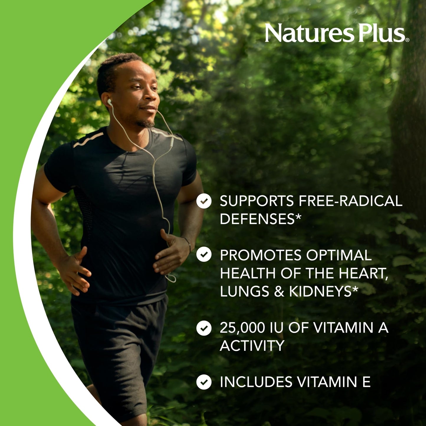 NaturesPlus Natural Beta Carotene 25,000 IU Vitamin A & Vitamin E, 90 Softgels