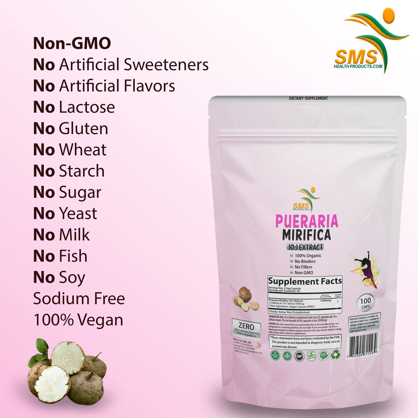 SMSHEALTHPRODUCTS.com Pueraria Mirifica Capsules 100 Veggie Capsules