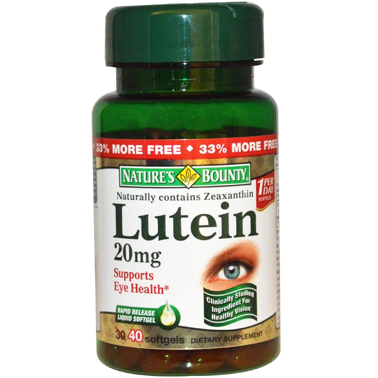Nature's Bounty Lutein 20mg Softgels 80